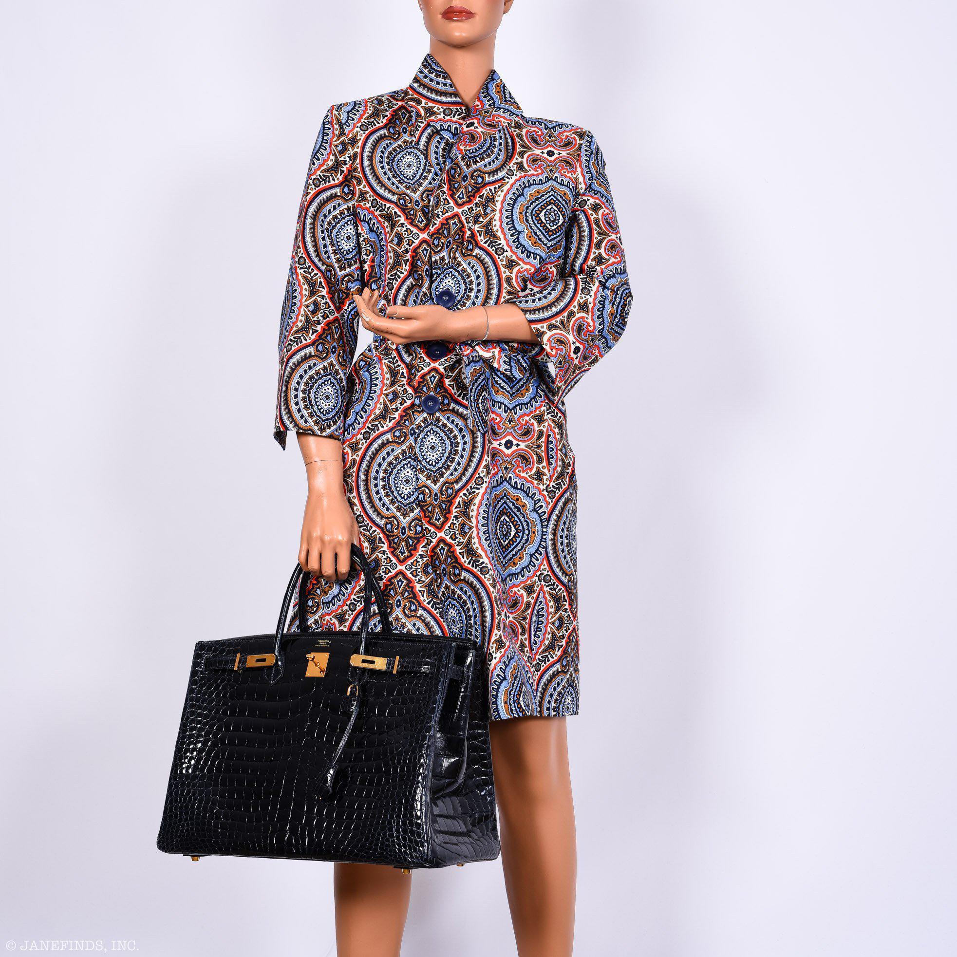 Hermes Birkin 40 Blue Nuit Porosus Crocodile Gold Hardware - 2016, X - Exclusu