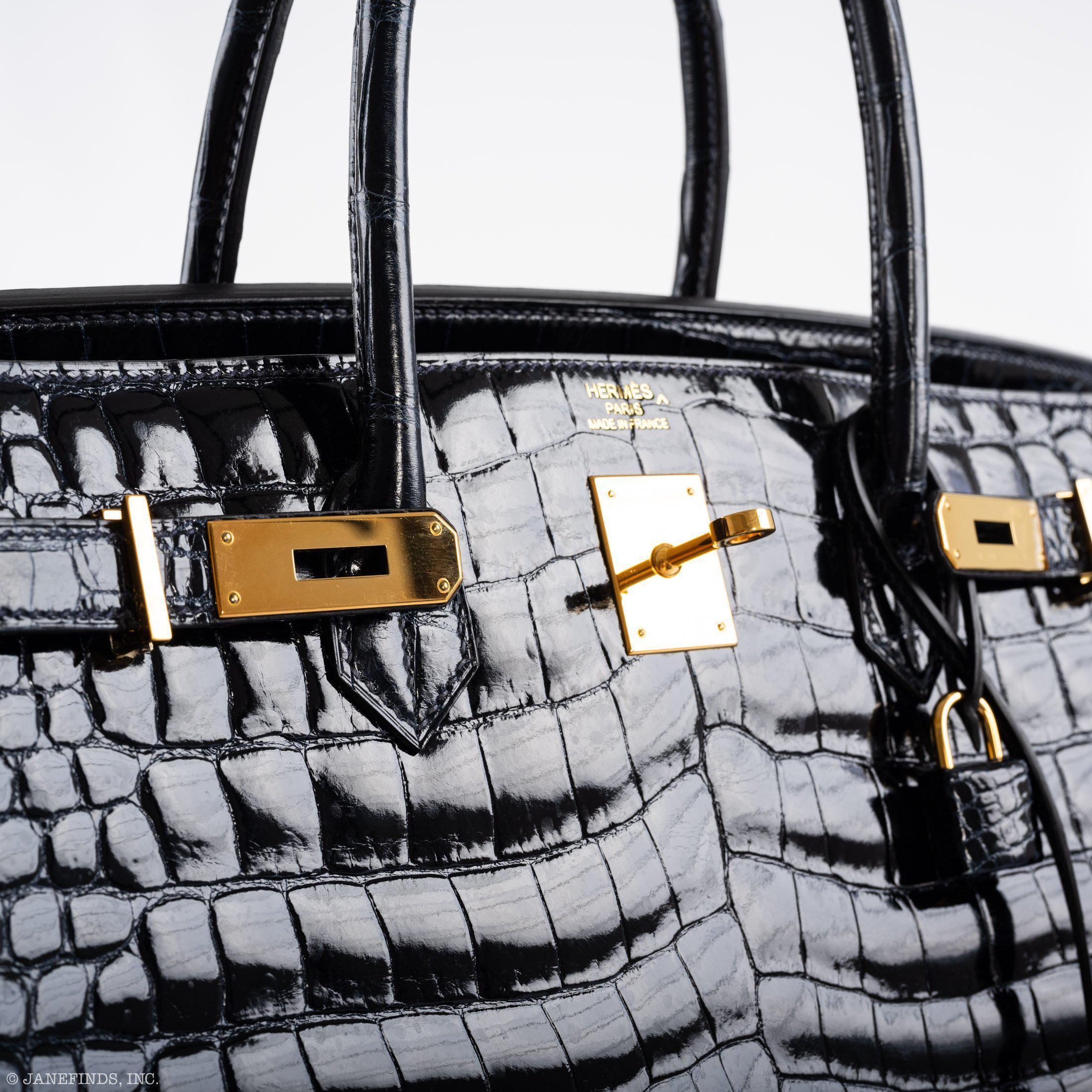 Hermes Birkin 40 Blue Nuit Porosus Crocodile Gold Hardware - 2016, X - Exclusu