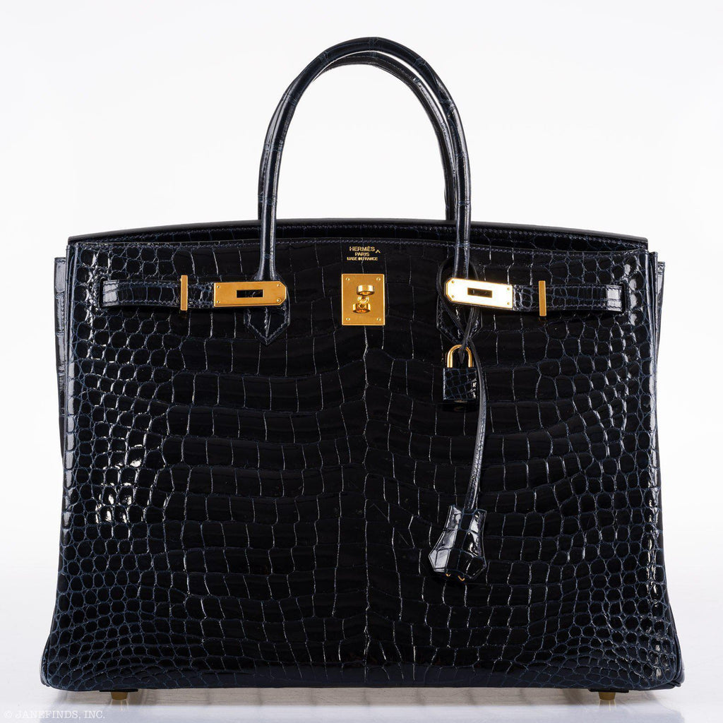Hermes Birkin 40 Blue Nuit Porosus Crocodile Gold Hardware - 2016, X - Exclusu
