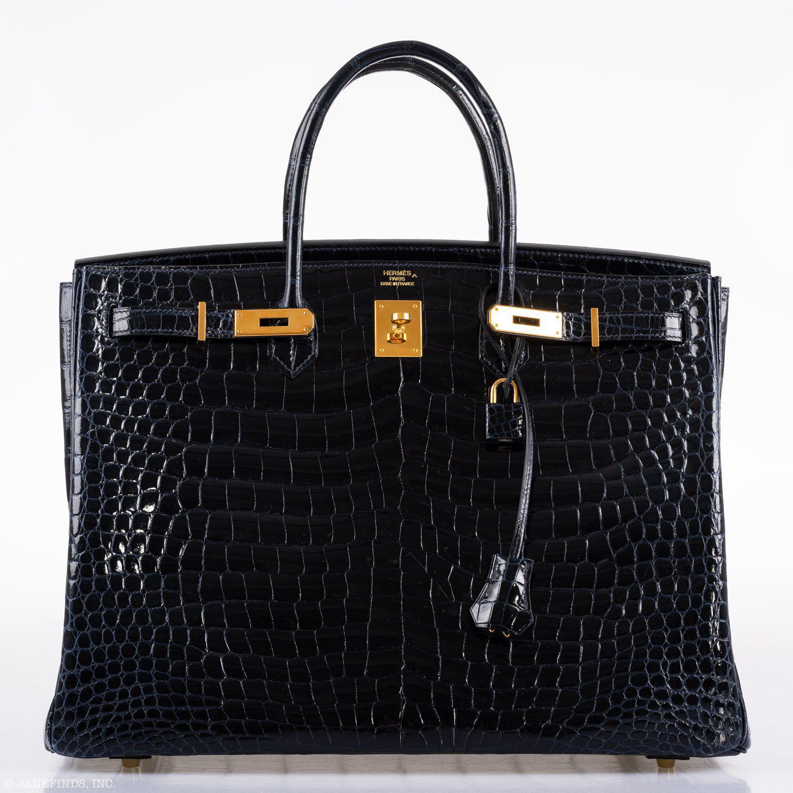 Hermes Birkin 40 Blue Nuit Porosus Crocodile Gold Hardware - 2016, X - Exclusu