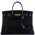 Hermes Birkin 40 Blue Nuit Porosus Crocodile Gold Hardware - 2016, X - Exclusu