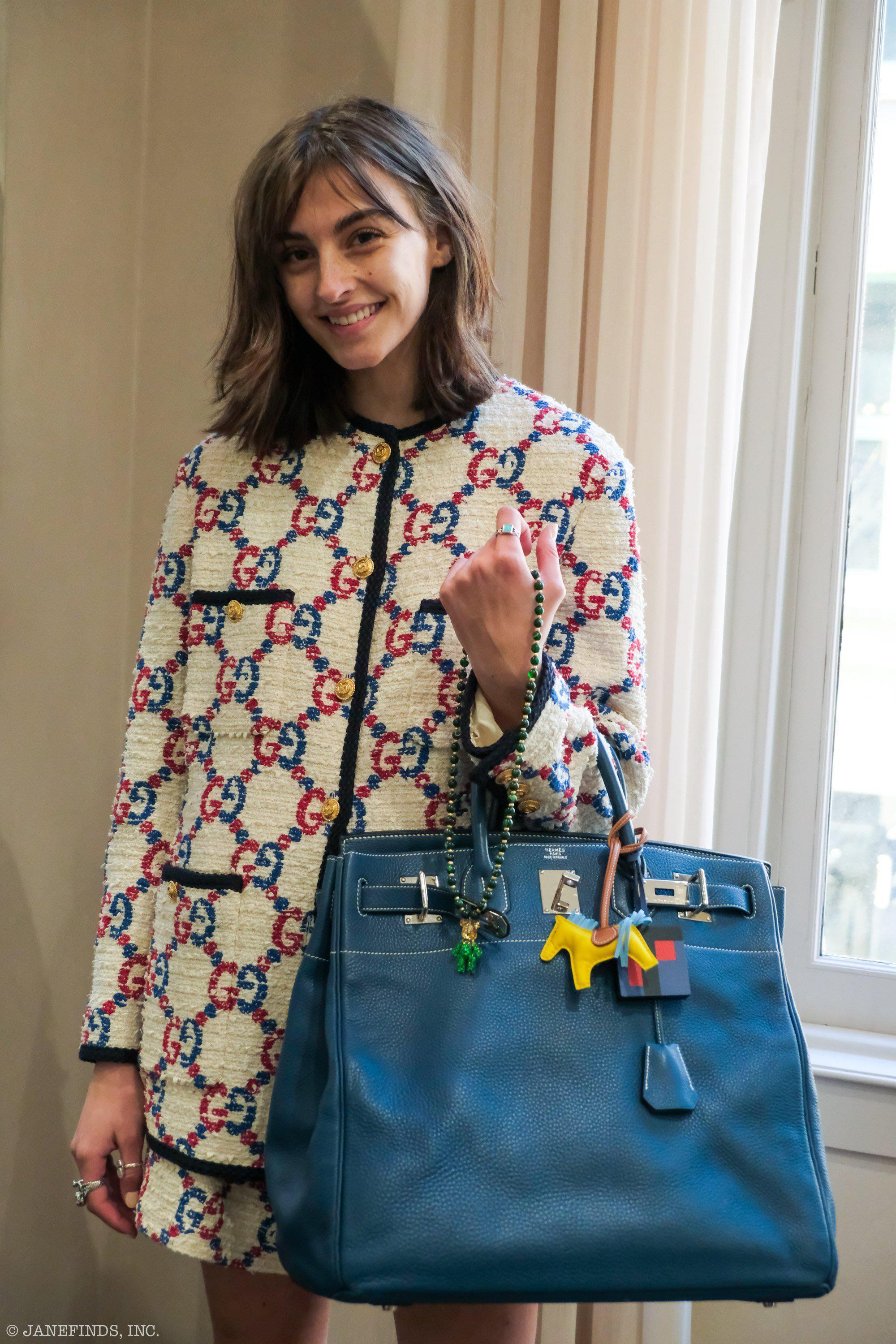 Hermes Birkin 40 HAC Blue Thalassa Togo & White Stitching Palladium Hardware - 2003, G Square - Exclusu