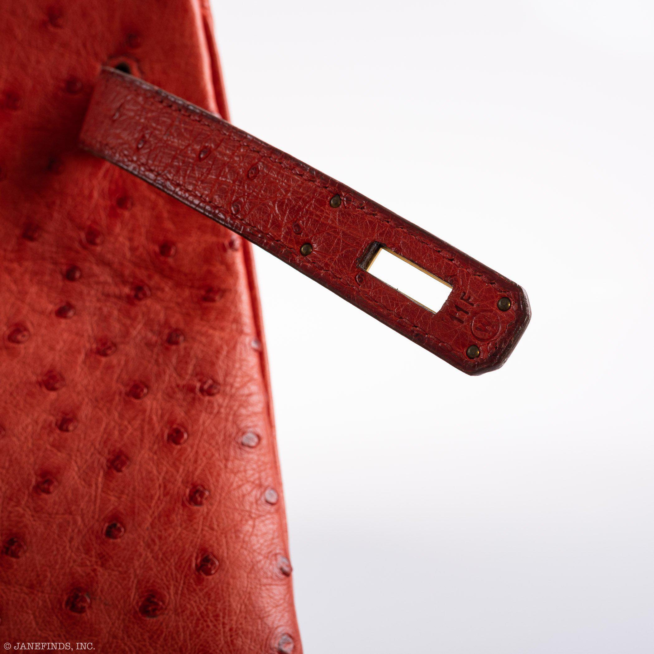 Hermes Birkin 40 Rouge Vif Ostrich with Gold Hardware - 1993, W Circle - Exclusu
