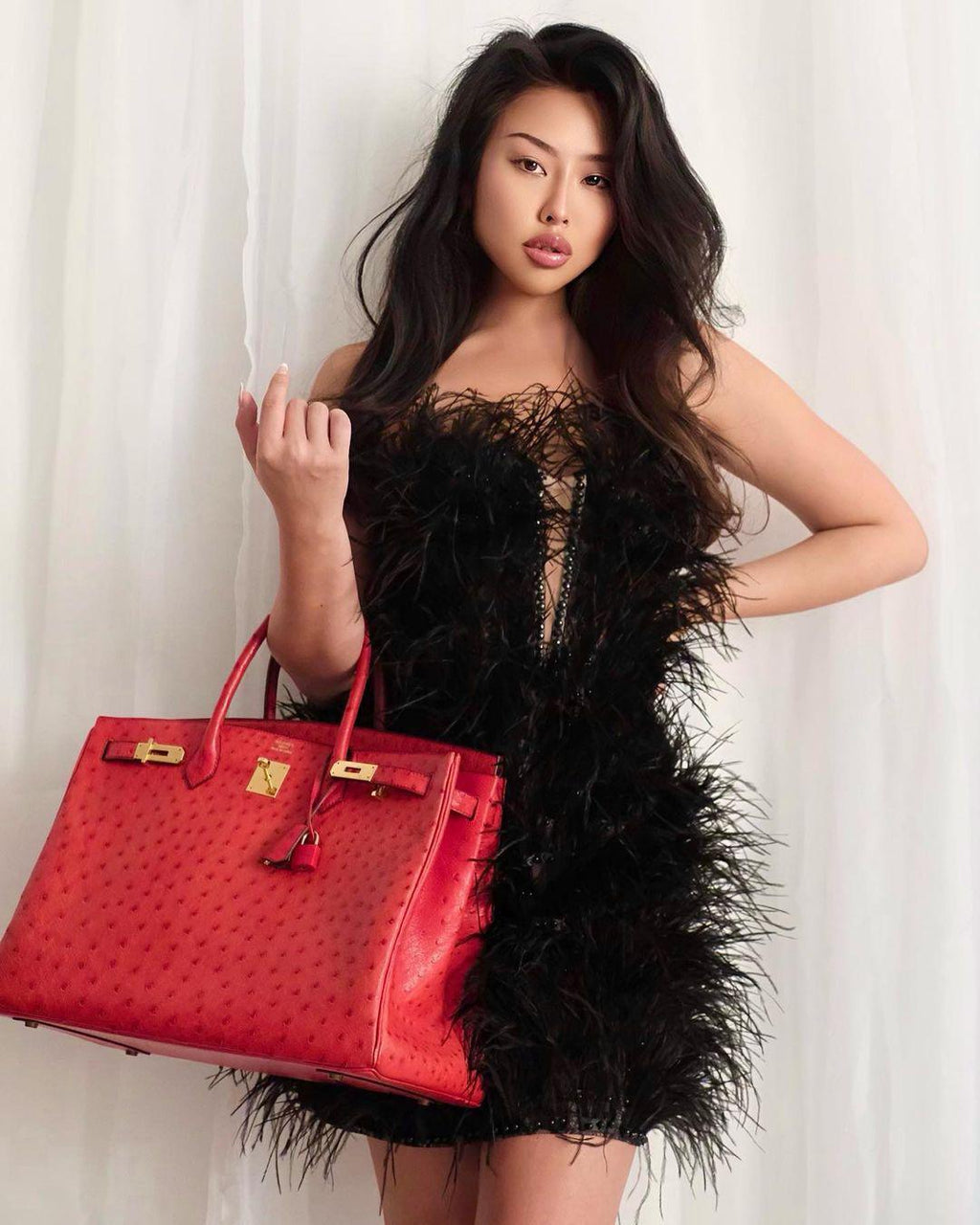 Hermes Birkin 40 Rouge Vif Ostrich with Gold Hardware - 1993, W Circle - Exclusu