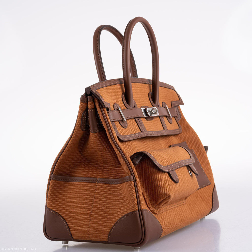 Hermes Birkin Cargo 35 Marron d’Inde Swift & Gold Canvas Palladium Hardware - 2020, Y - Exclusu