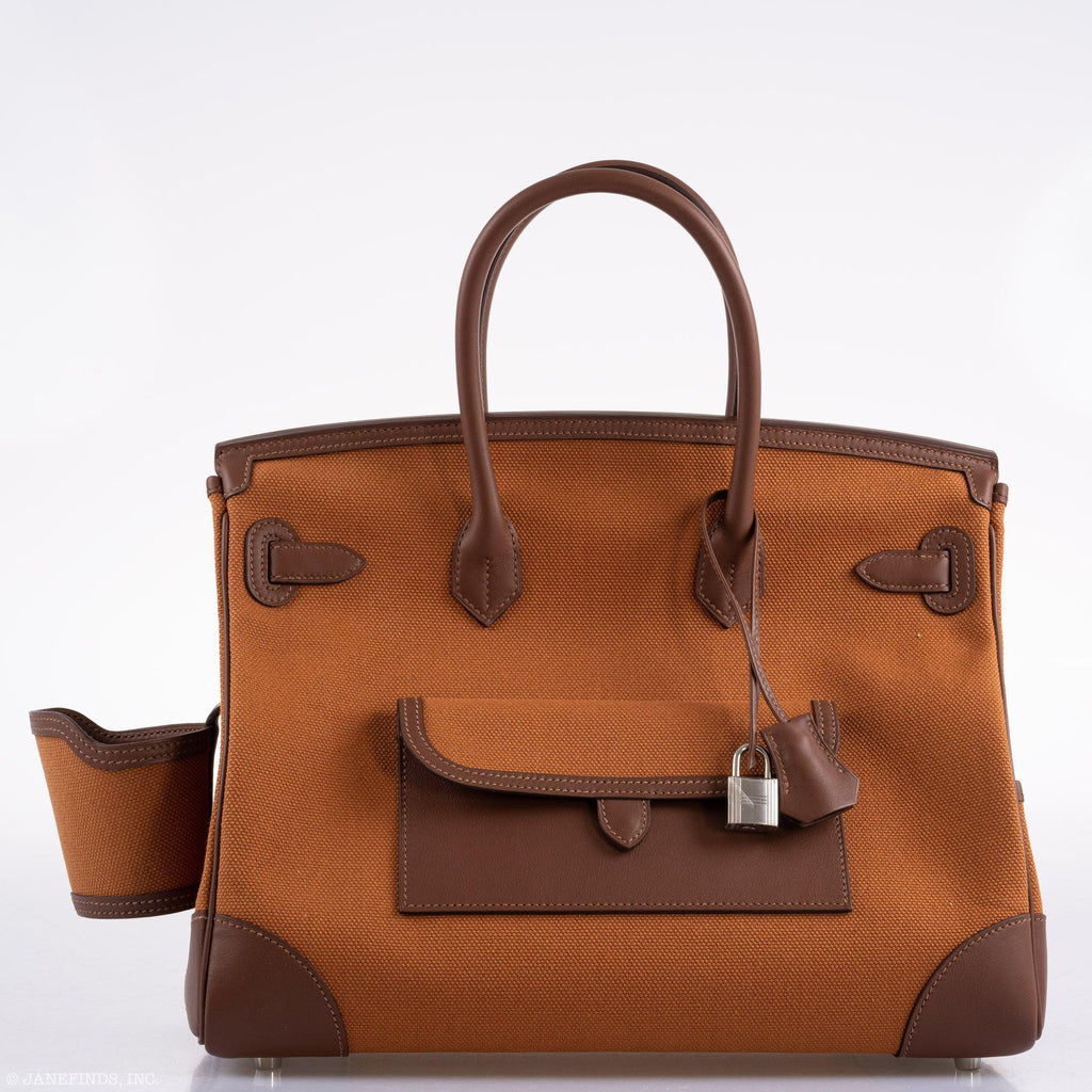 Hermes Birkin Cargo 35 Marron d’Inde Swift & Gold Canvas Palladium Hardware - 2020, Y - Exclusu