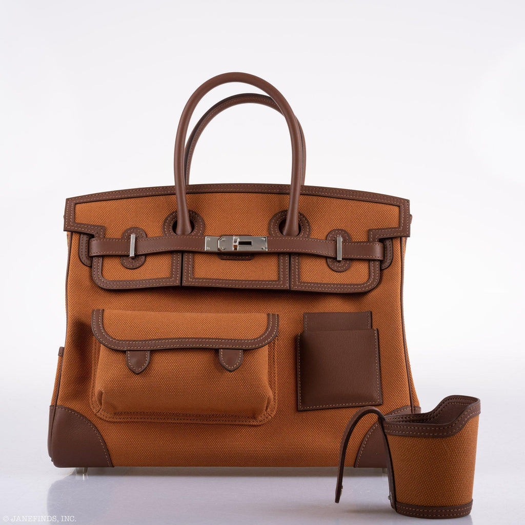 Hermes Birkin Cargo 35 Marron d’Inde Swift & Gold Canvas Palladium Hardware - 2020, Y - Exclusu