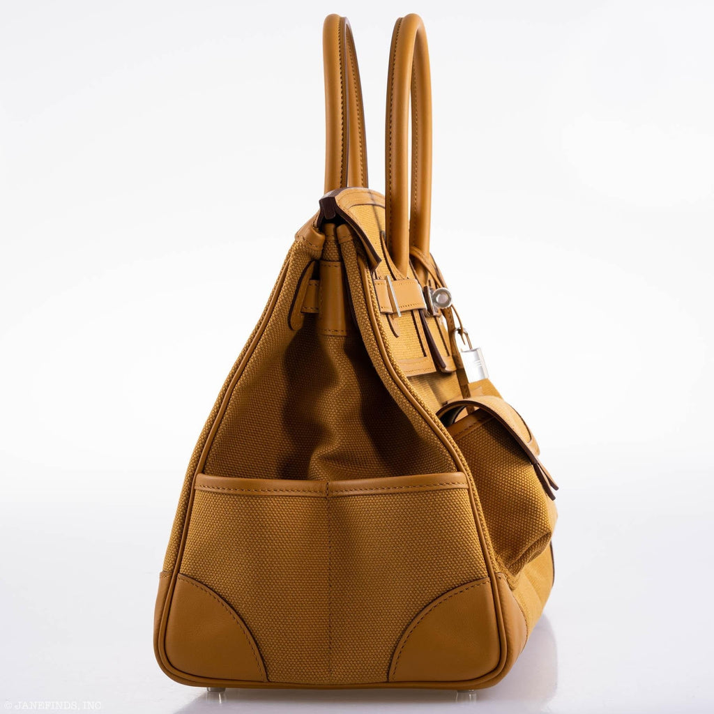 Hermes Birkin Cargo 35 Sesame Swift & Canvas Palladium Hardware - 2021, Z - Exclusu