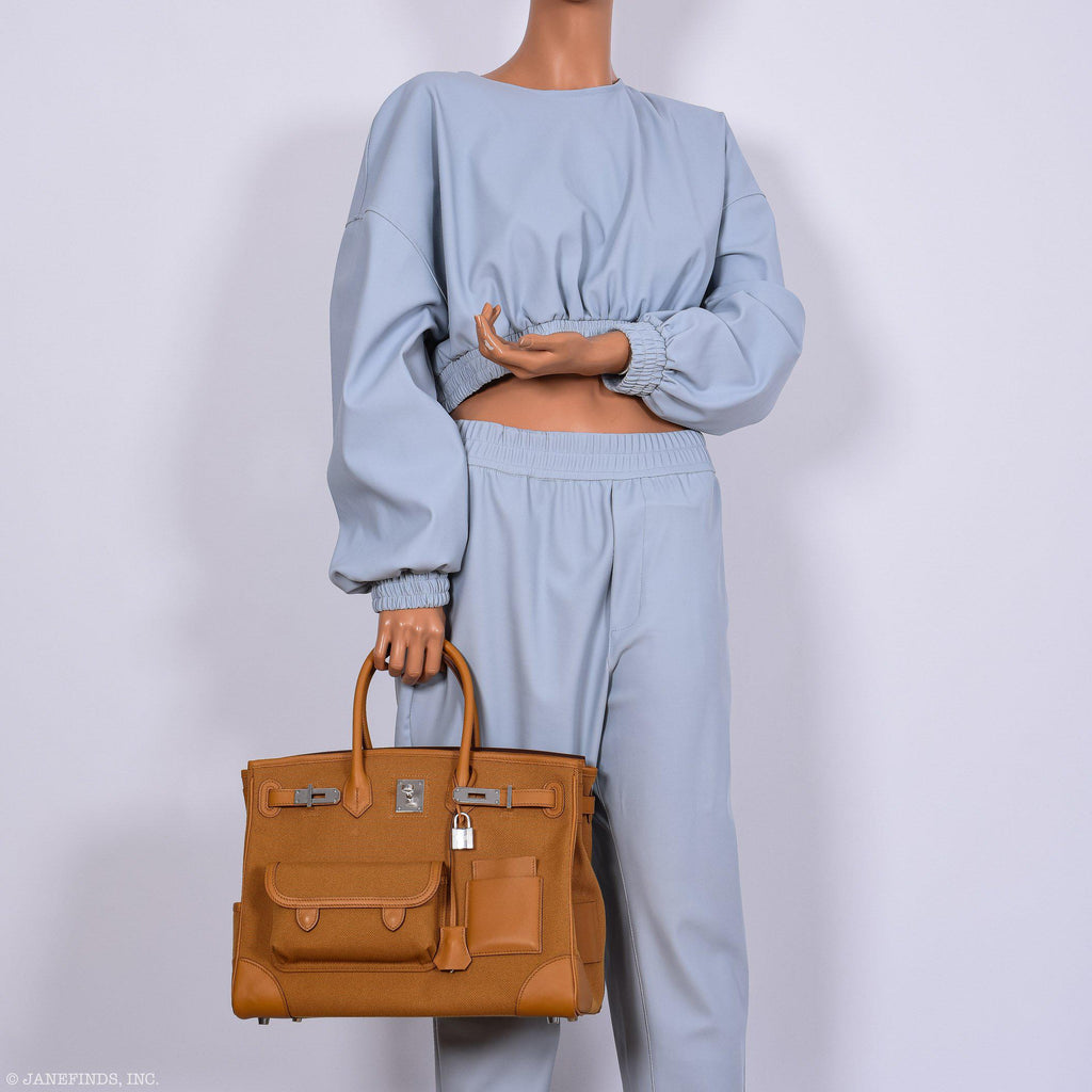 Hermes Birkin Cargo 35 Sesame Swift & Canvas Palladium Hardware - 2021, Z - Exclusu