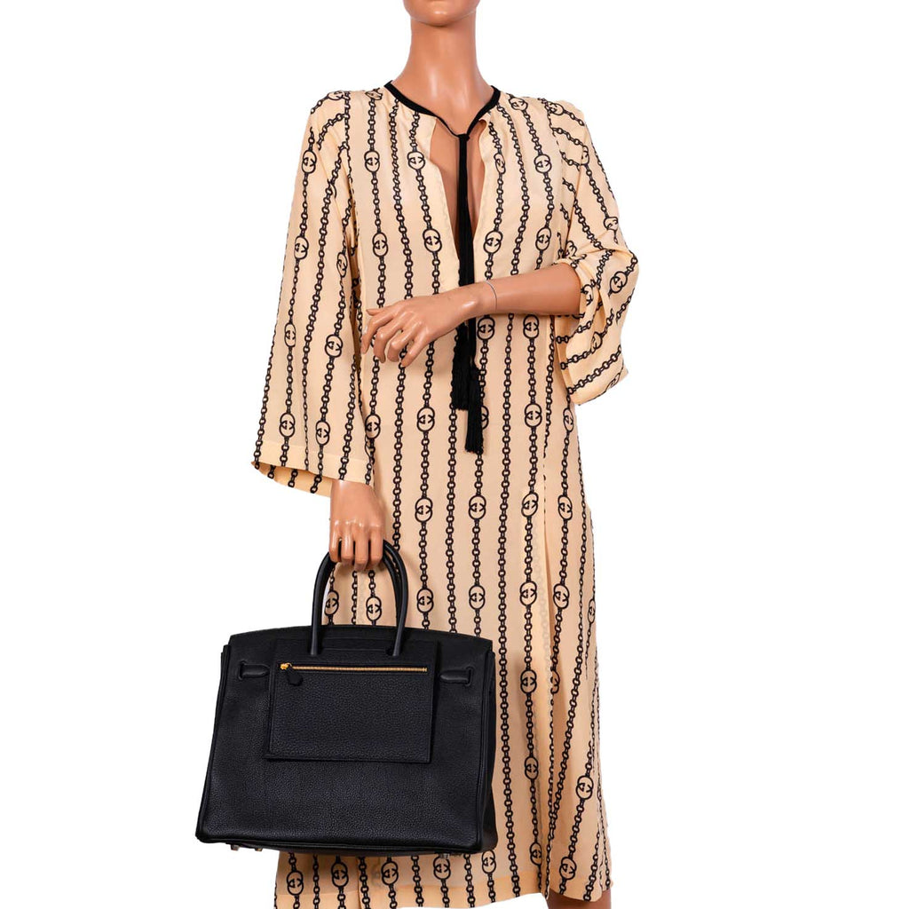 Hermes Birkin Pochette Backpocket Black Swift With Palladium Hardware - 2021, Z - Exclusu