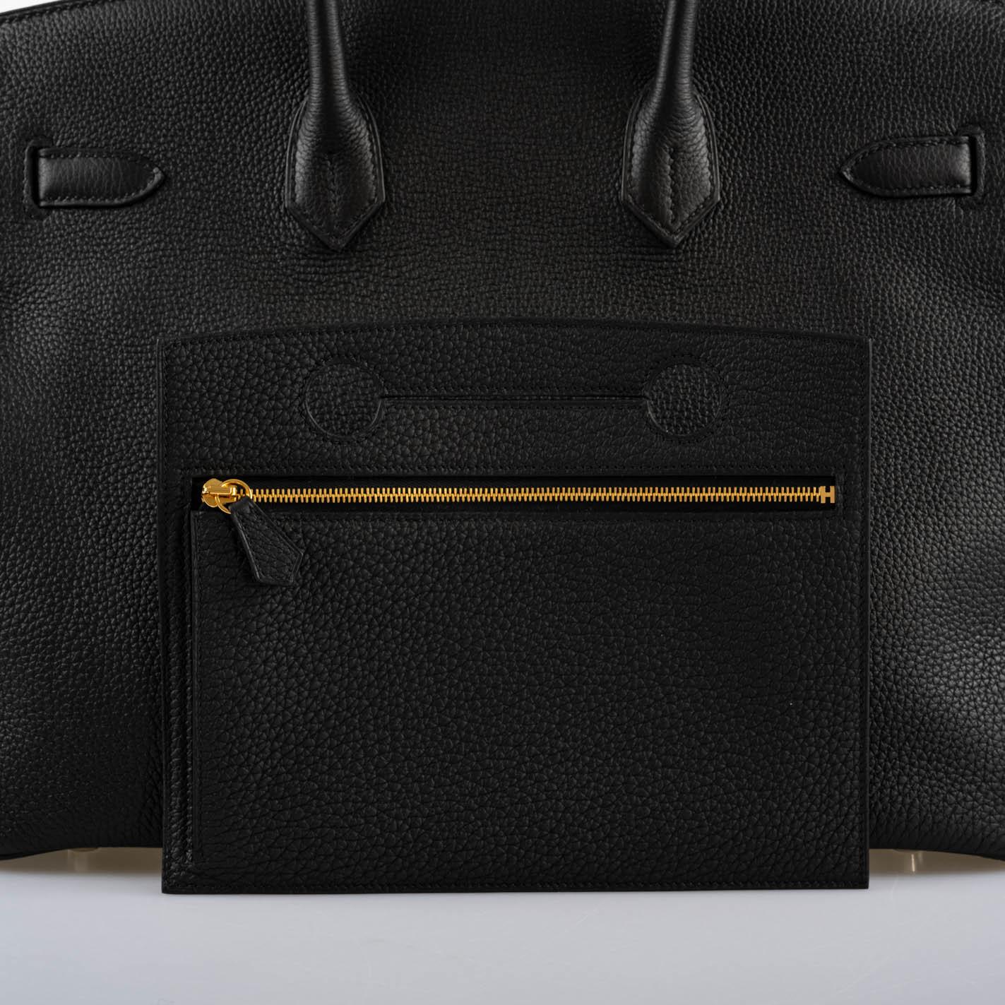 Hermes Birkin Pochette Backpocket Black Swift With Palladium Hardware - 2021, Z - Exclusu