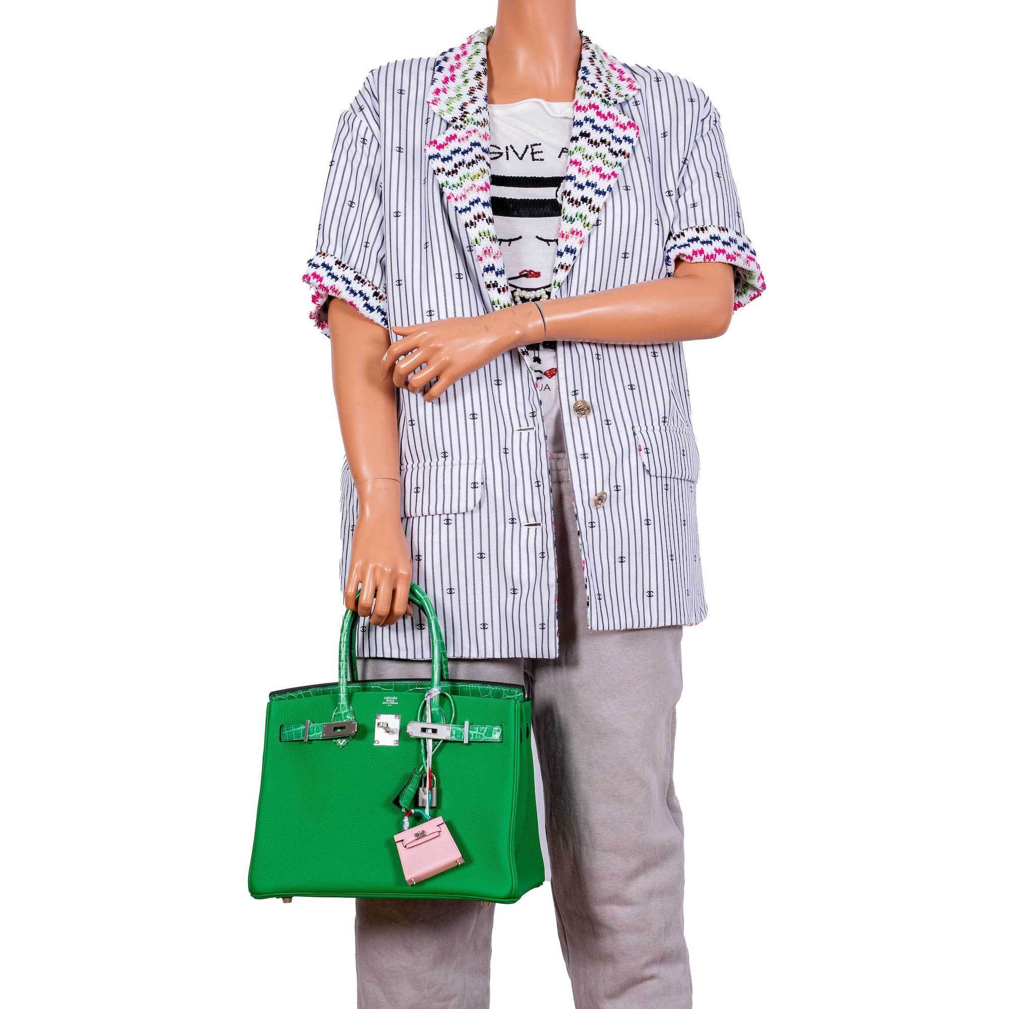 Hermes Birkin Touch 30 Bambou (Bamboo) Togo & Cactus Niloticus Crocodile Palladium Hardware - 2020, Y - Exclusu