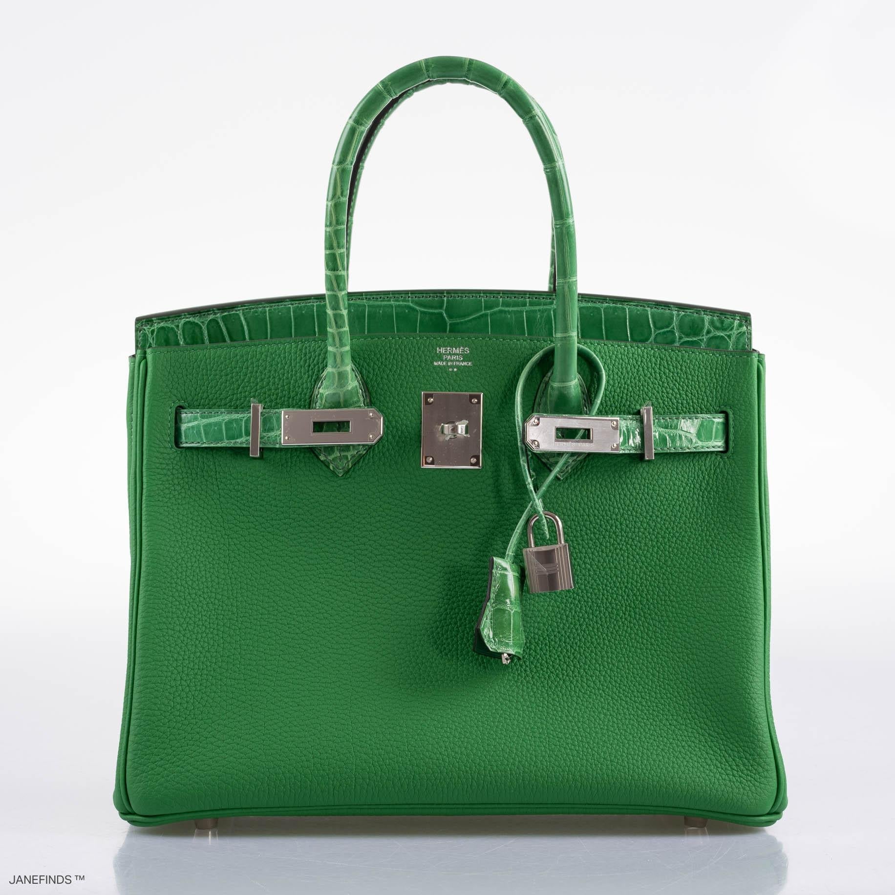 Hermes Birkin Touch 30 Bambou (Bamboo) Togo & Cactus Niloticus Crocodile Palladium Hardware - 2020, Y - Exclusu