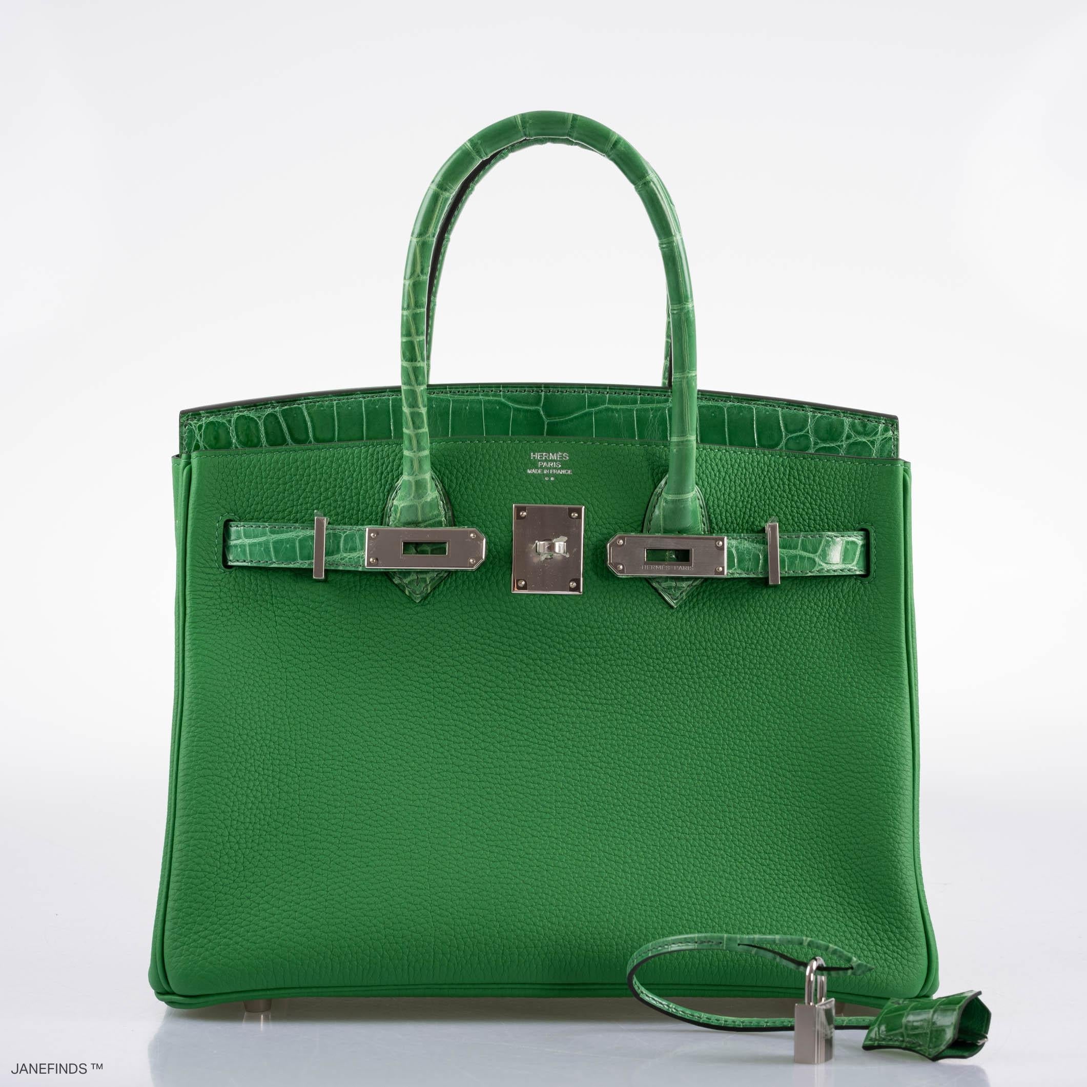 Hermes Birkin Touch 30 Bambou (Bamboo) Togo & Cactus Niloticus Crocodile Palladium Hardware - 2020, Y - Exclusu