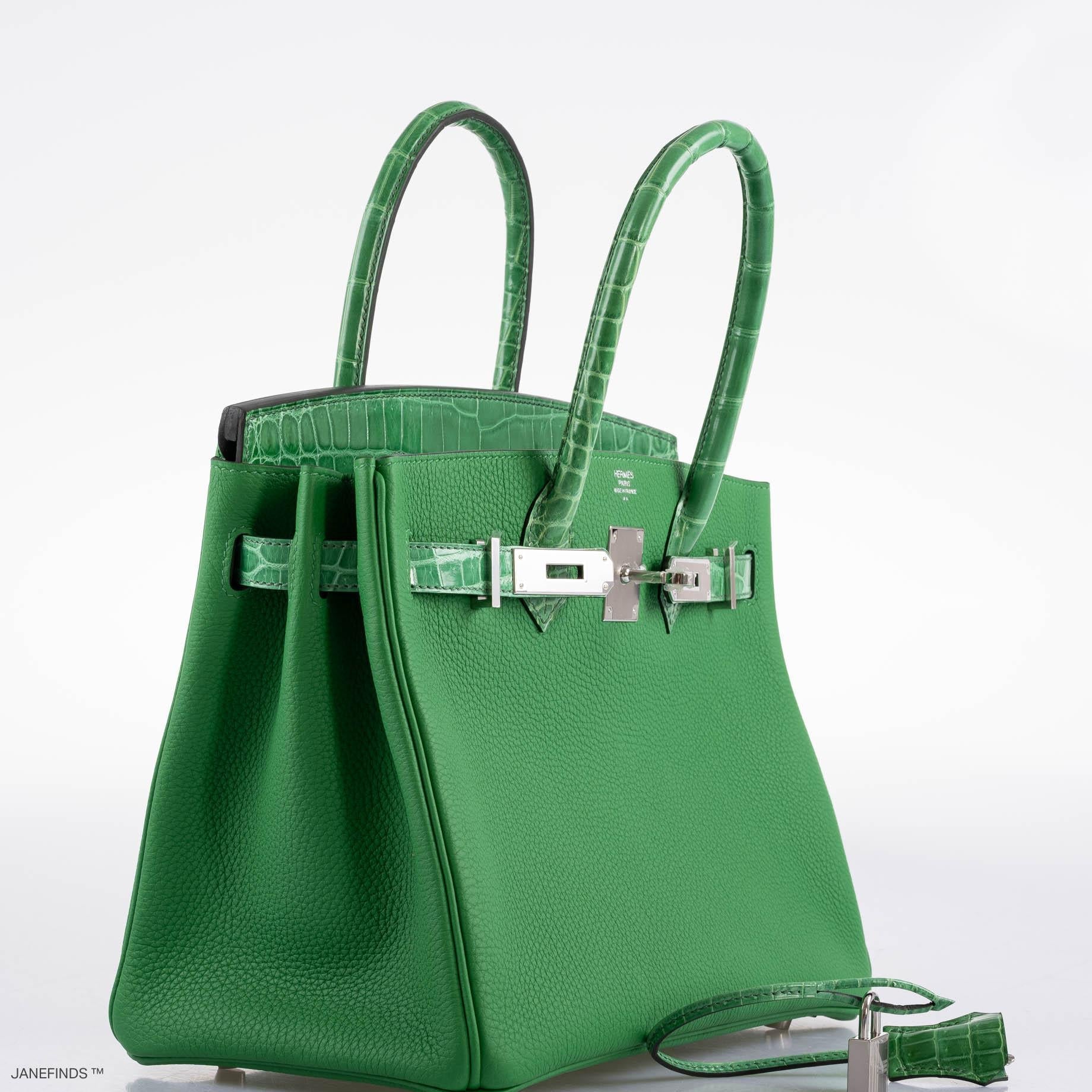 Hermes Birkin Touch 30 Bambou (Bamboo) Togo & Cactus Niloticus Crocodile Palladium Hardware - 2020, Y - Exclusu
