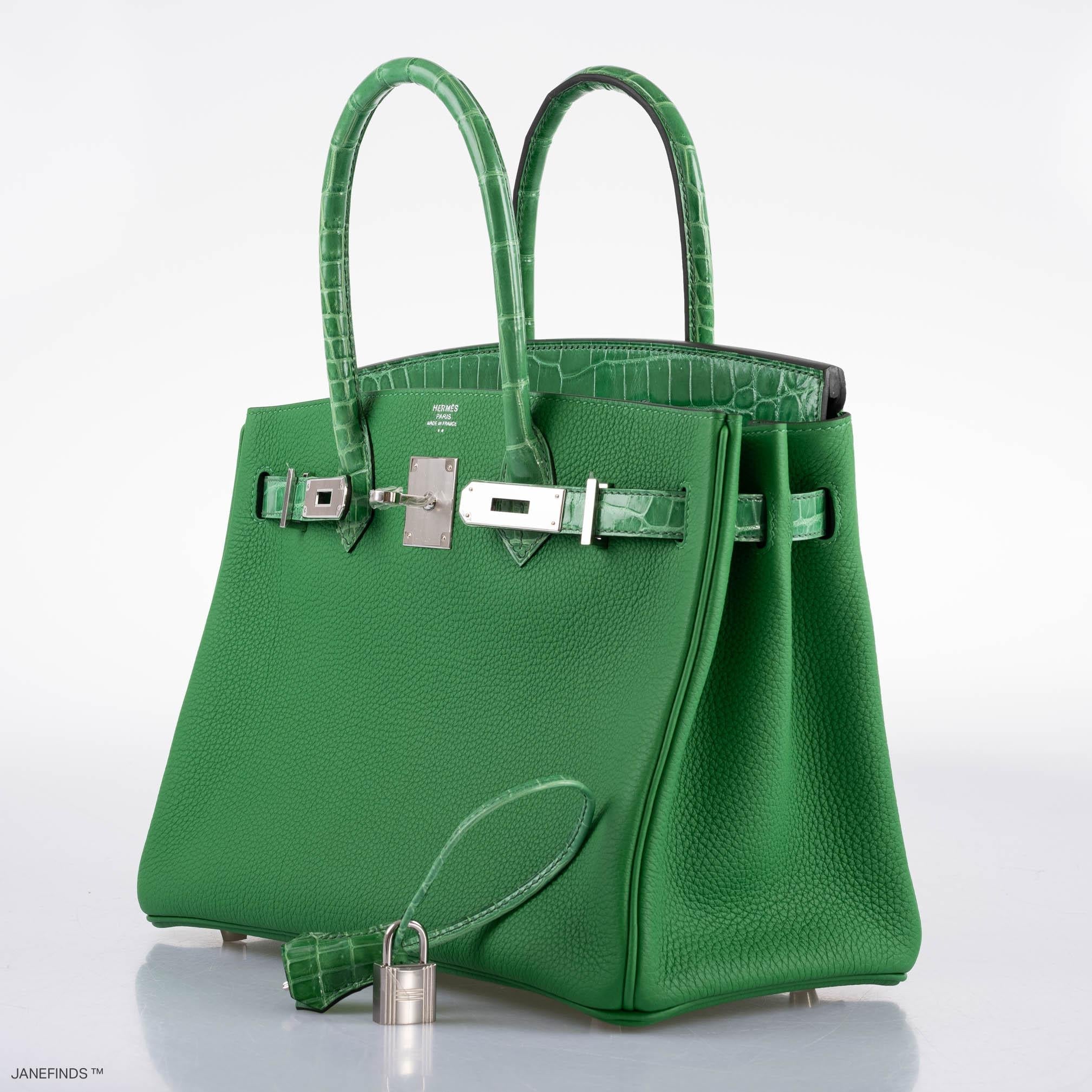 Hermes Birkin Touch 30 Bambou (Bamboo) Togo & Cactus Niloticus Crocodile Palladium Hardware - 2020, Y - Exclusu