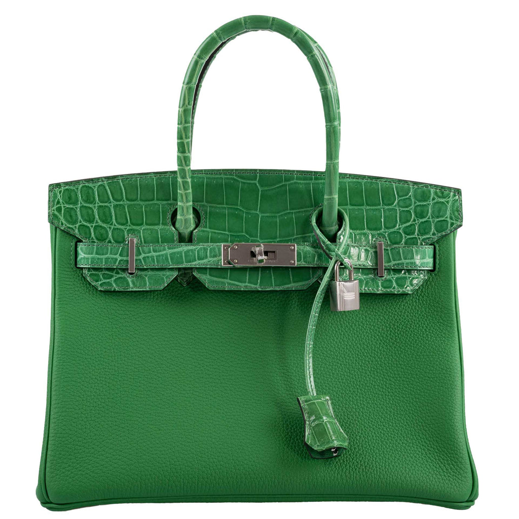 Hermes Birkin Touch 30 Bambou (Bamboo) Togo & Cactus Niloticus Crocodile Palladium Hardware - 2020, Y - Exclusu