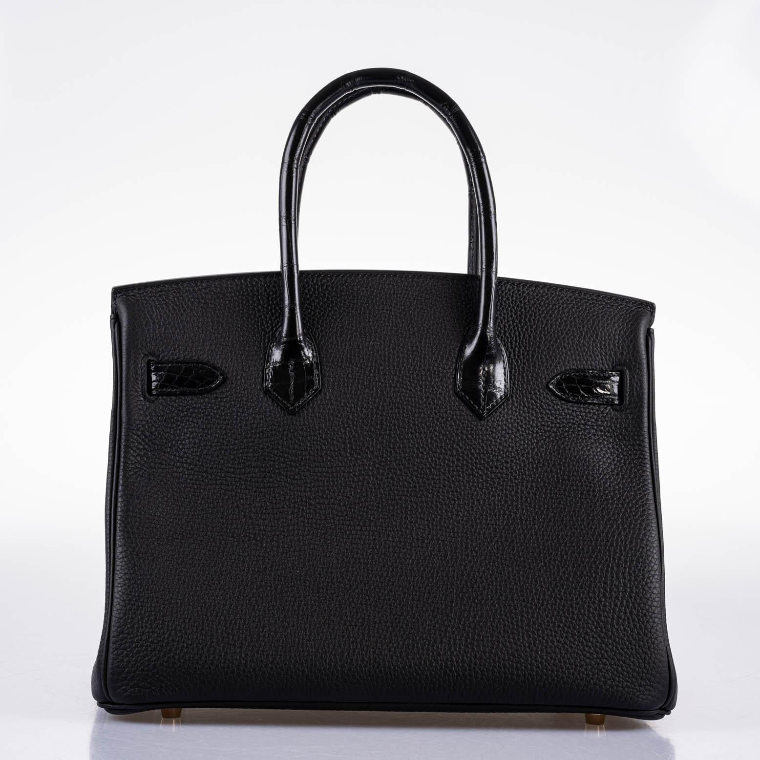 Hermes Birkin Touch 30 Black Novillo & Niloticus Crocodile Rose Gold Hardware - 2020, Y - Exclusu