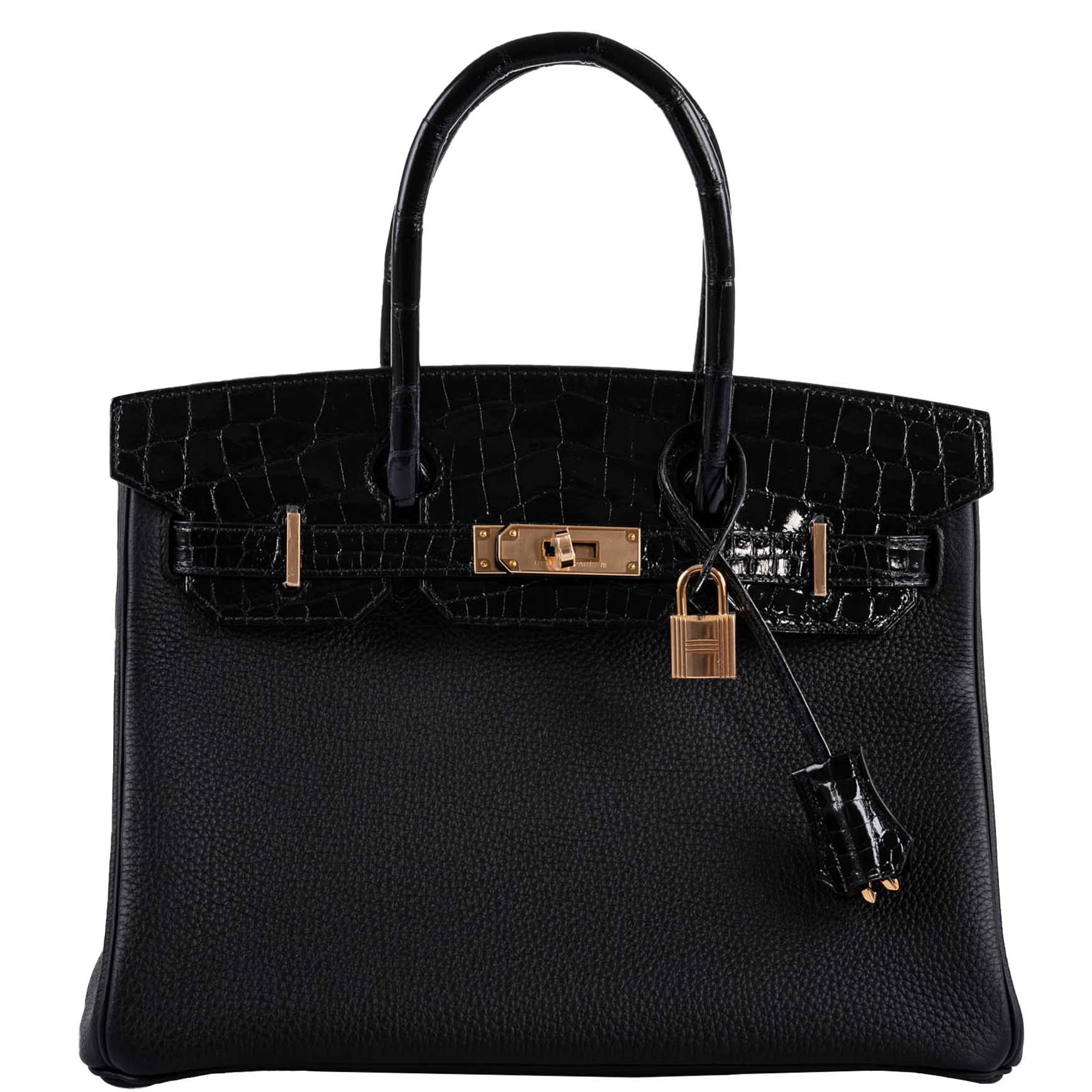 Hermes Birkin Touch 30 Black Novillo & Niloticus Crocodile Rose Gold Hardware - 2020, Y - Exclusu