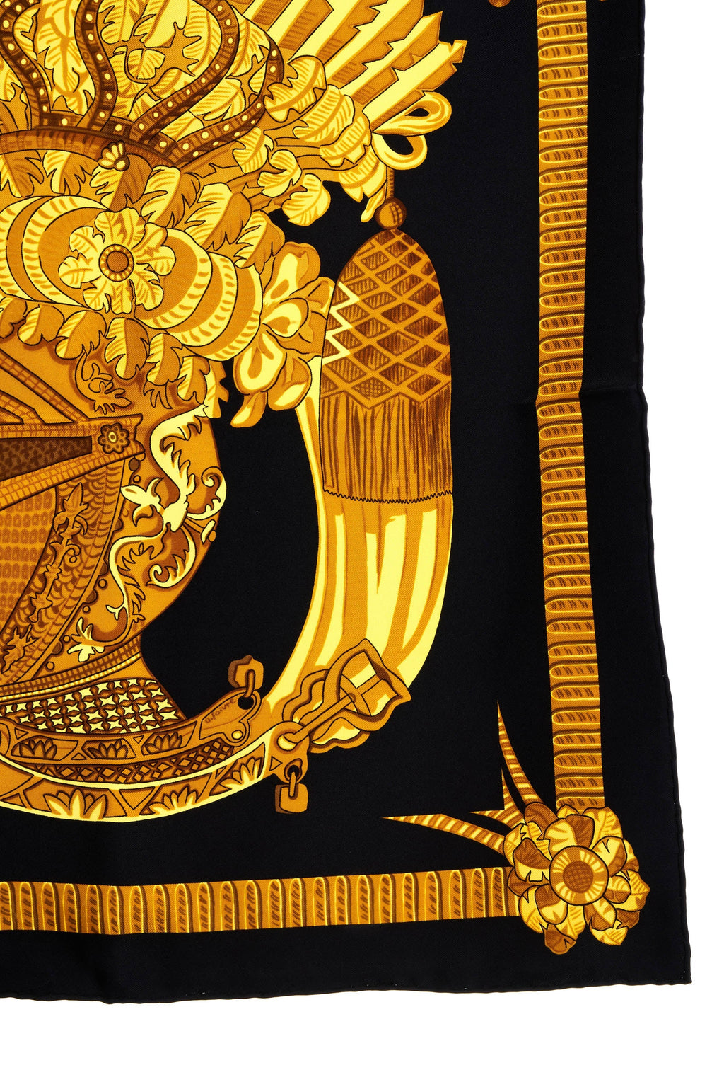 Hermes Silk Scarf 90cm Black 'Armets Ponache' - Exclusu