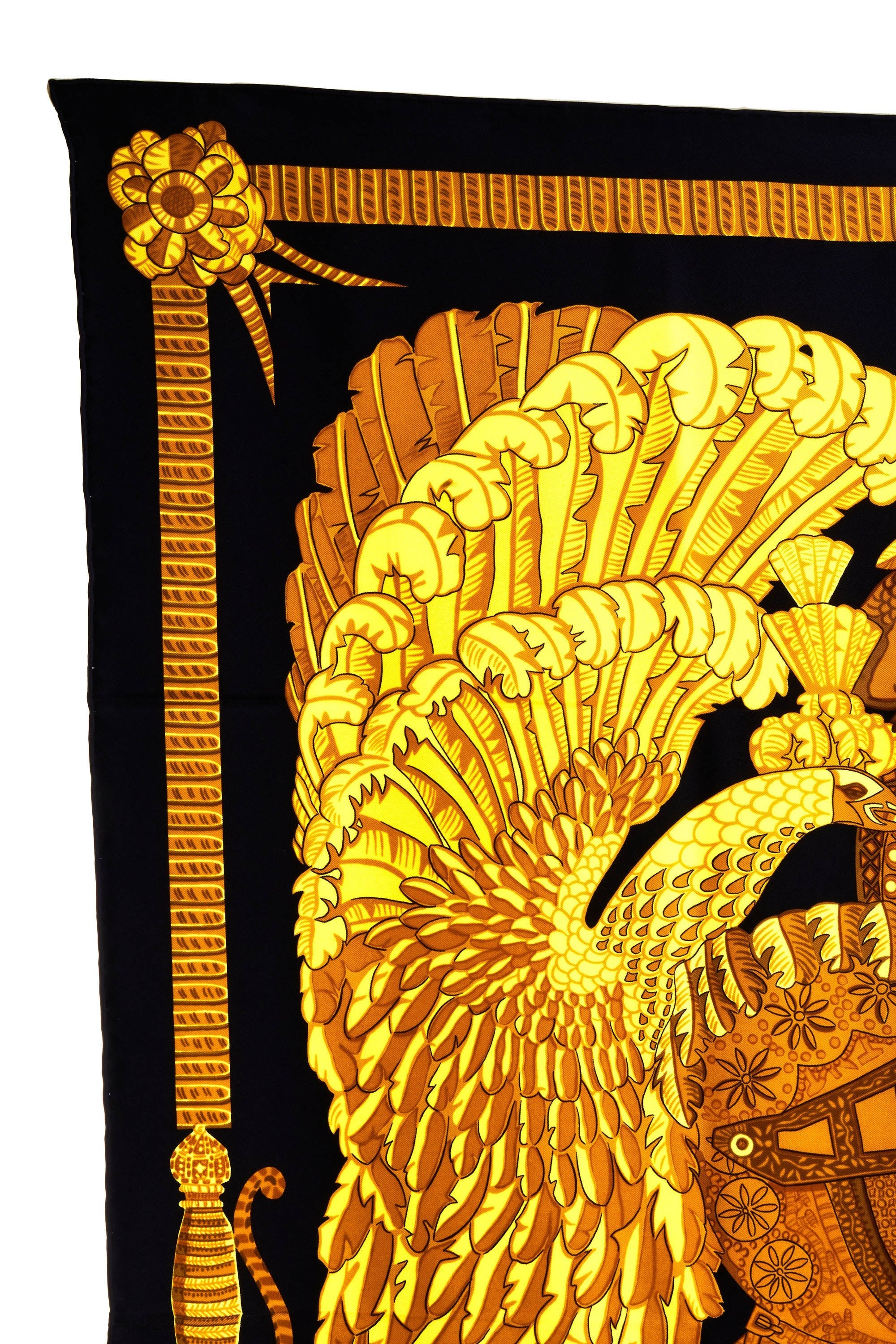 Hermes Silk Scarf 90cm Black 'Armets Ponache' - Exclusu