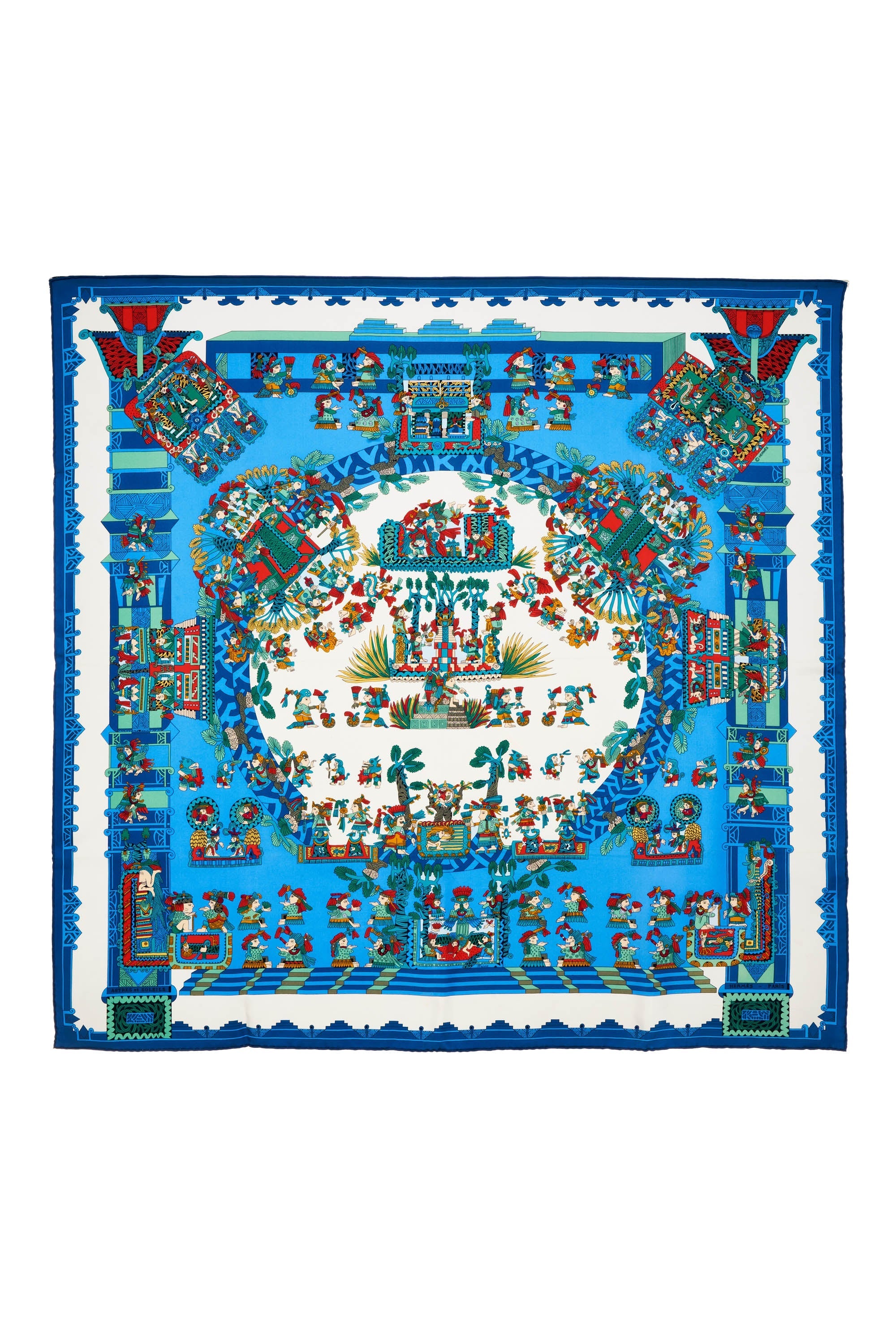Hermes Silk Scarf 90cm Blue 'Astres et Soleils' - Exclusu