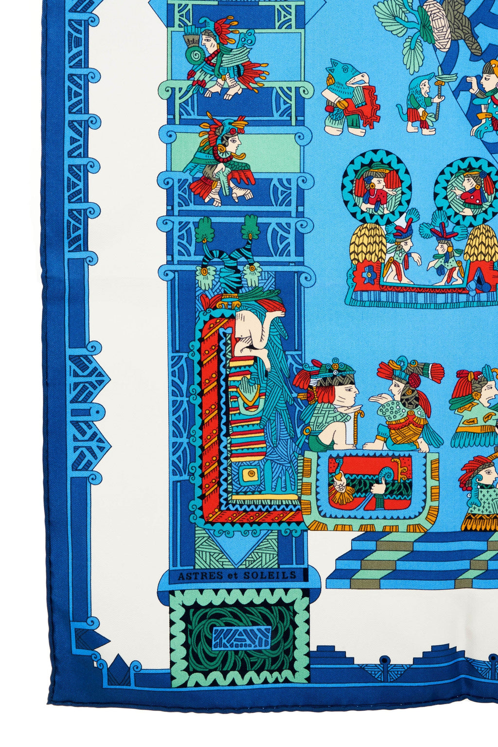 Hermes Silk Scarf 90cm Blue 'Astres et Soleils' - Exclusu