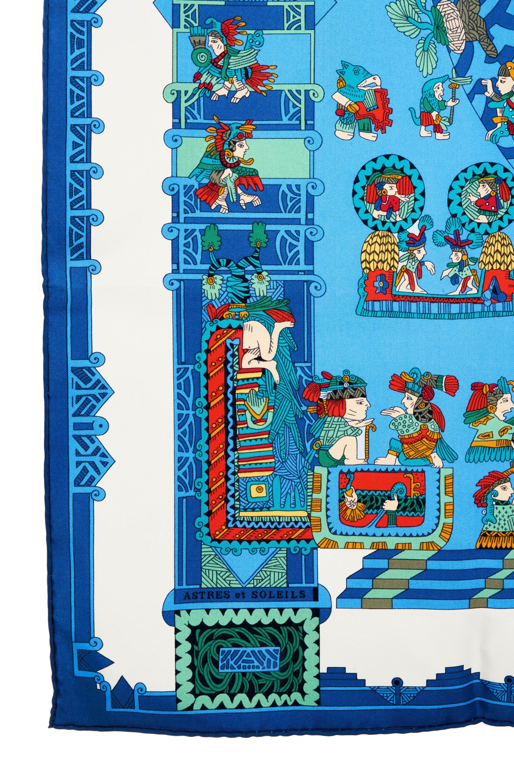 Hermes Silk Scarf 90cm Blue 'Astres et Soleils' - Exclusu