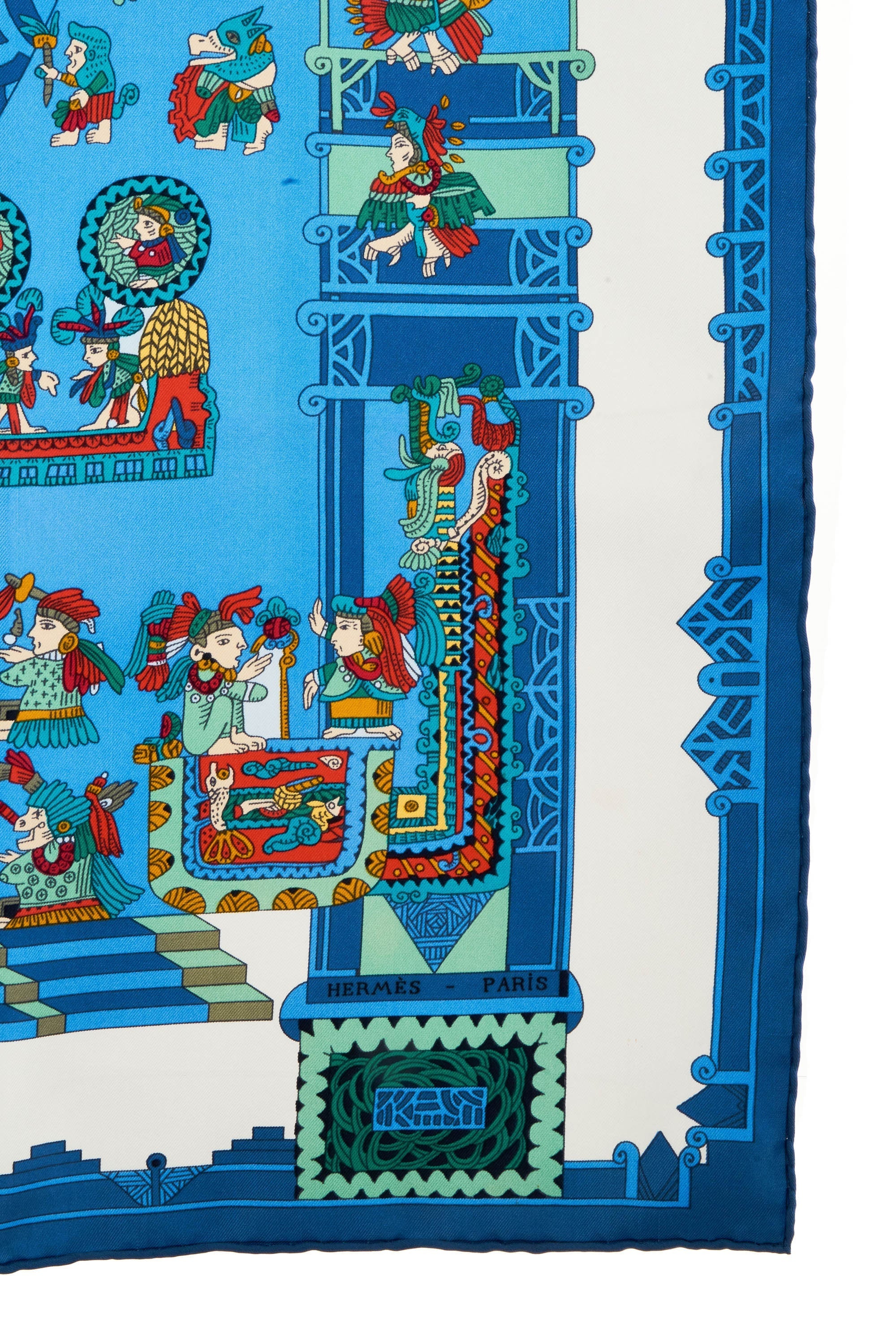 Hermes Silk Scarf 90cm Blue 'Astres et Soleils' - Exclusu