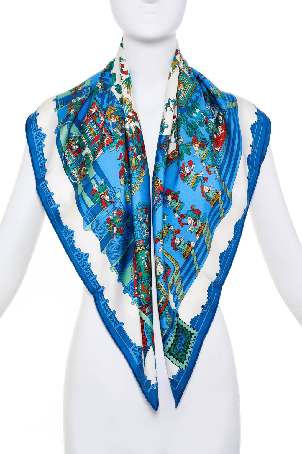 Hermes Silk Scarf 90cm Blue 'Astres et Soleils' - Exclusu