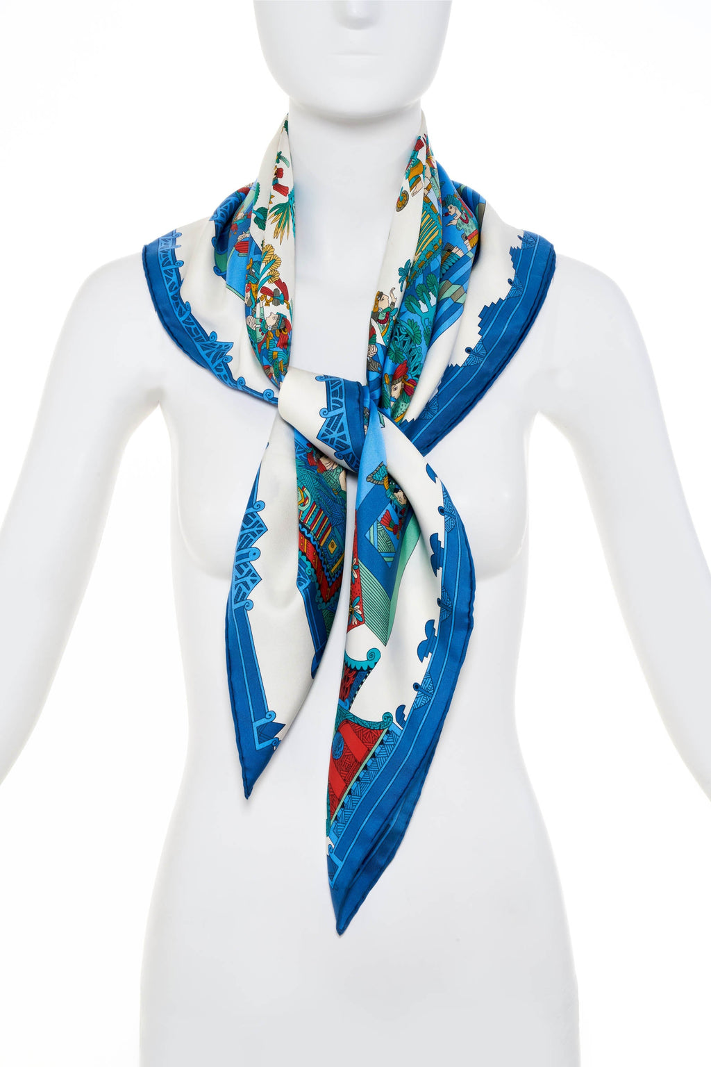 Hermes Silk Scarf 90cm Blue 'Astres et Soleils' - Exclusu
