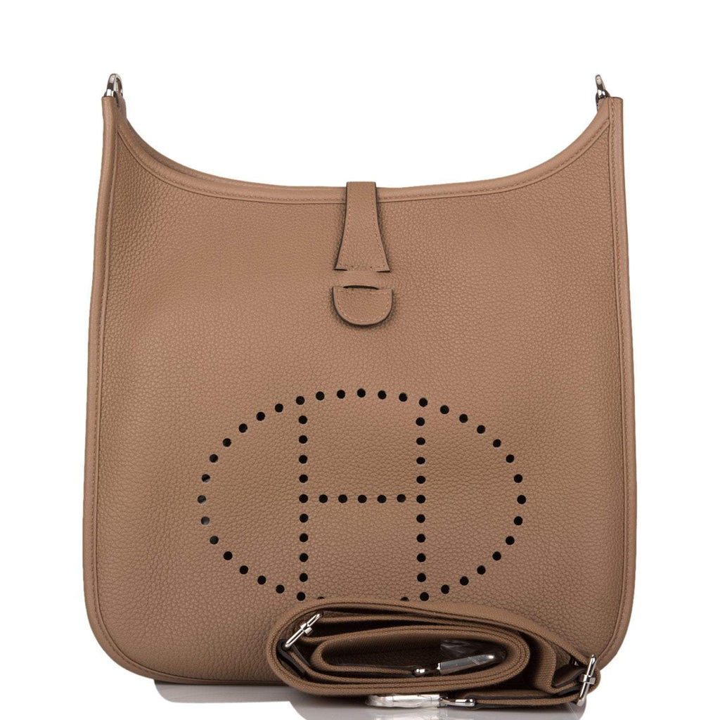 Hermes Beige de Weimar Clemence Evelyne III PM Bag Palladium Hardware - Exclusu