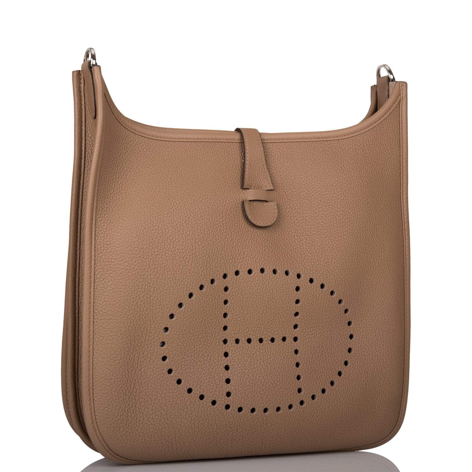 Hermes Beige de Weimar Clemence Evelyne III PM Bag Palladium Hardware - Exclusu