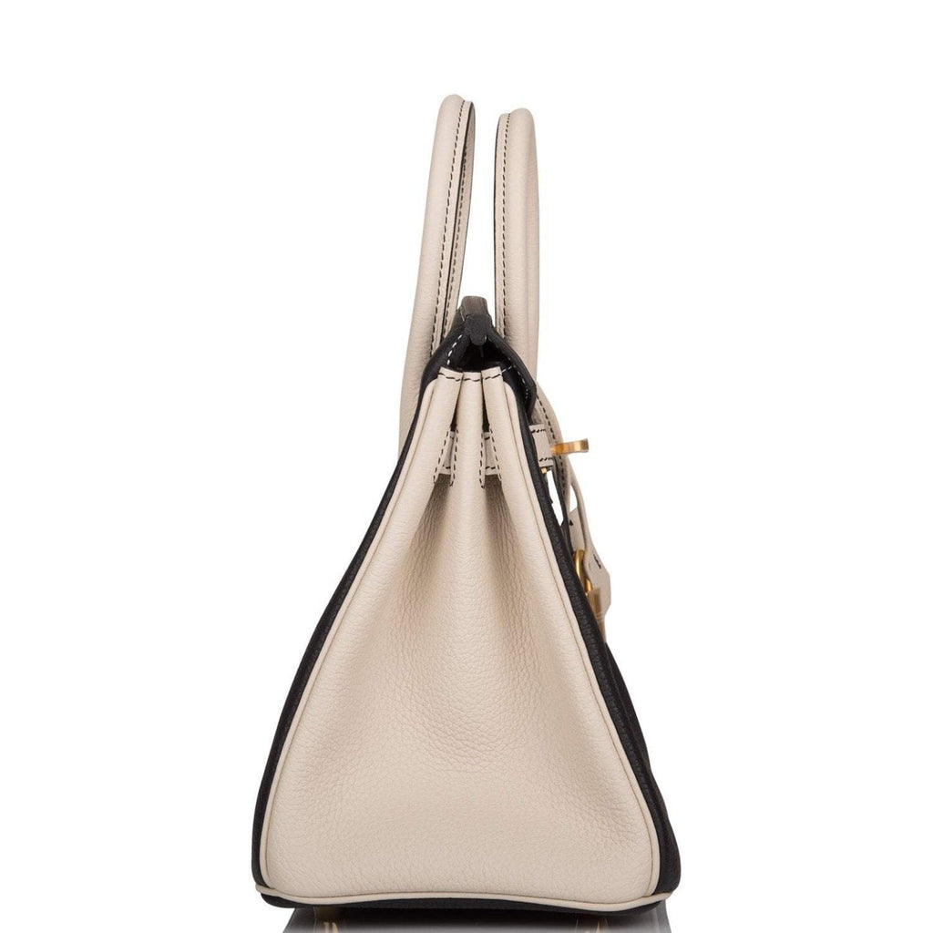 Hermes Birkin 25 Black and Craie Togo Brushed Gold Hardware - Exclusu