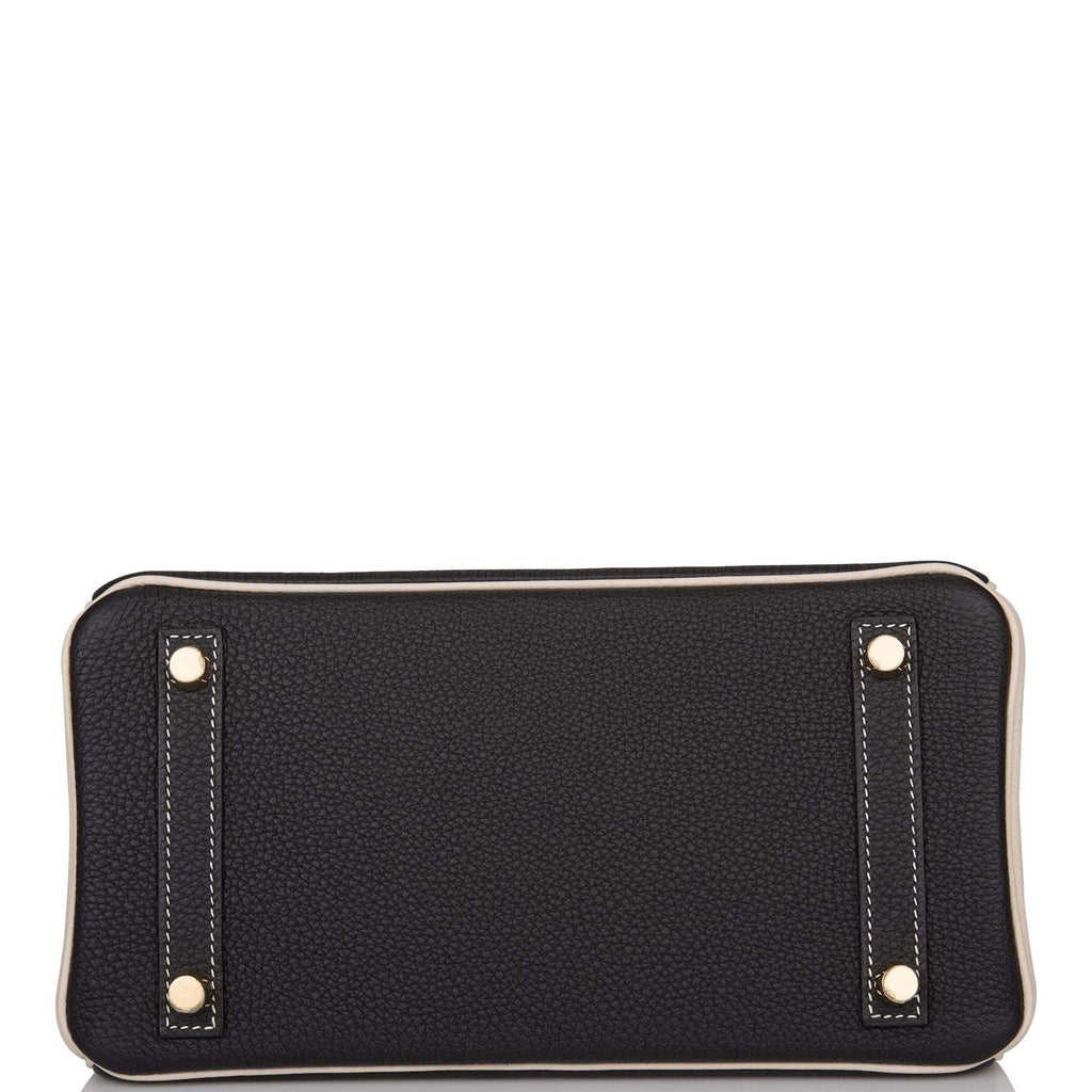 Hermes Birkin 25 Black and Craie Togo Brushed Gold Hardware - Exclusu