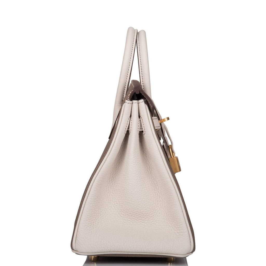 Hermes Birkin 25 Etoupe and Craie Togo Brushed Gold Hardware - Exclusu