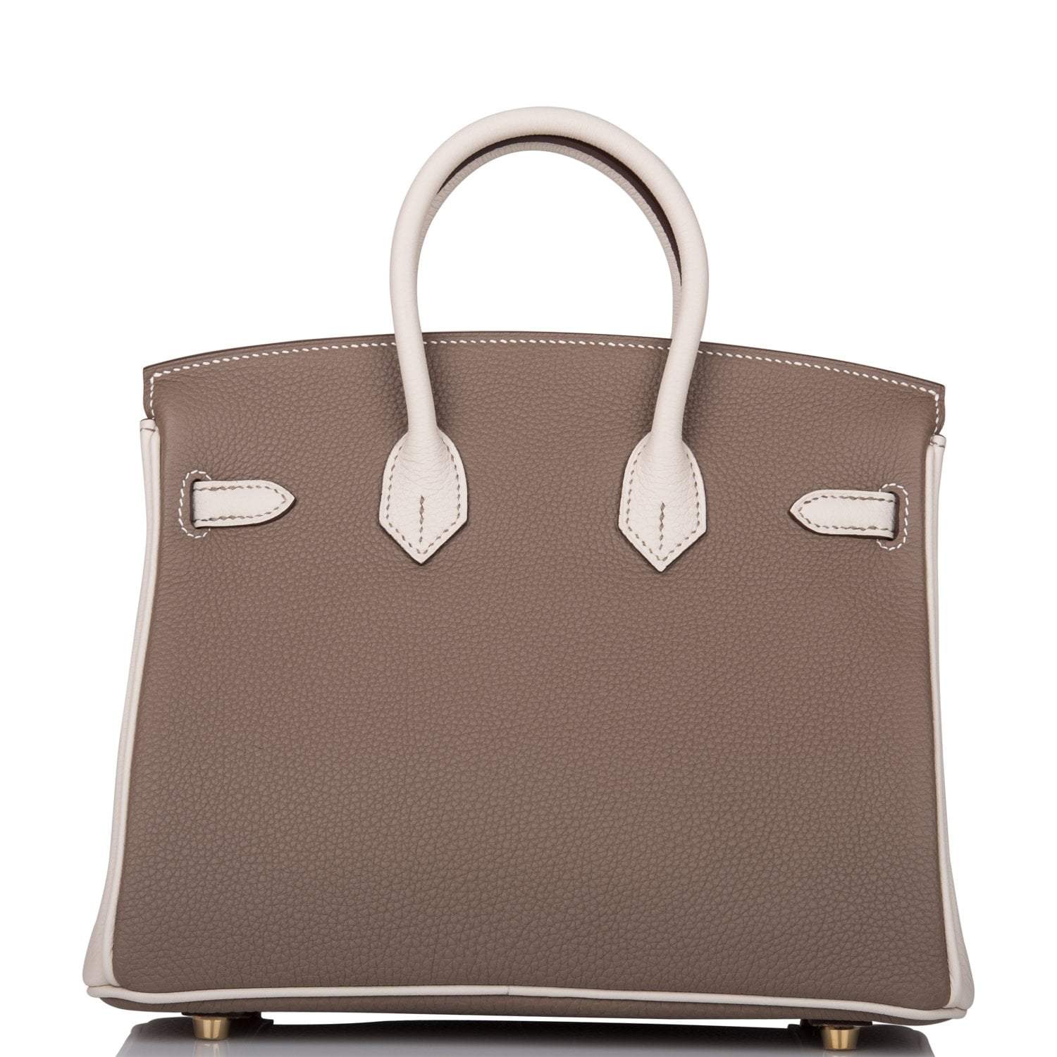 Hermes Birkin 25 Etoupe and Craie Togo Brushed Gold Hardware - Exclusu