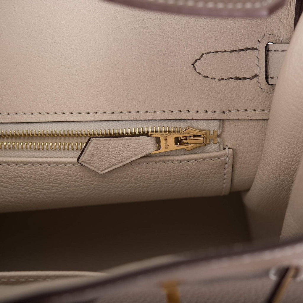 Hermes Birkin 25 Etoupe and Craie Togo Brushed Gold Hardware - Exclusu