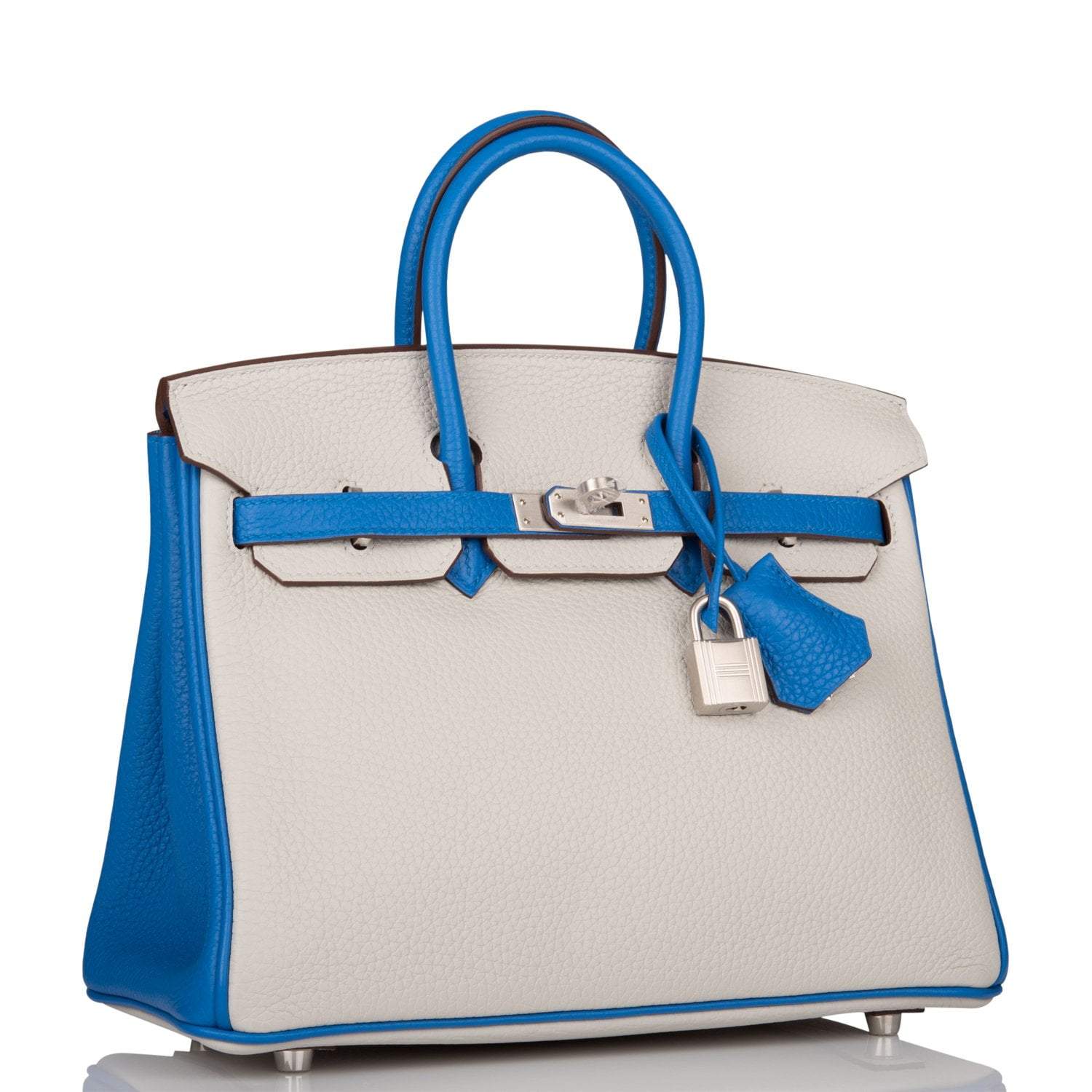 Hermes Birkin 25 Gris Mouette and Mykonos Clemence Brushed Palladium Hardware - Exclusu