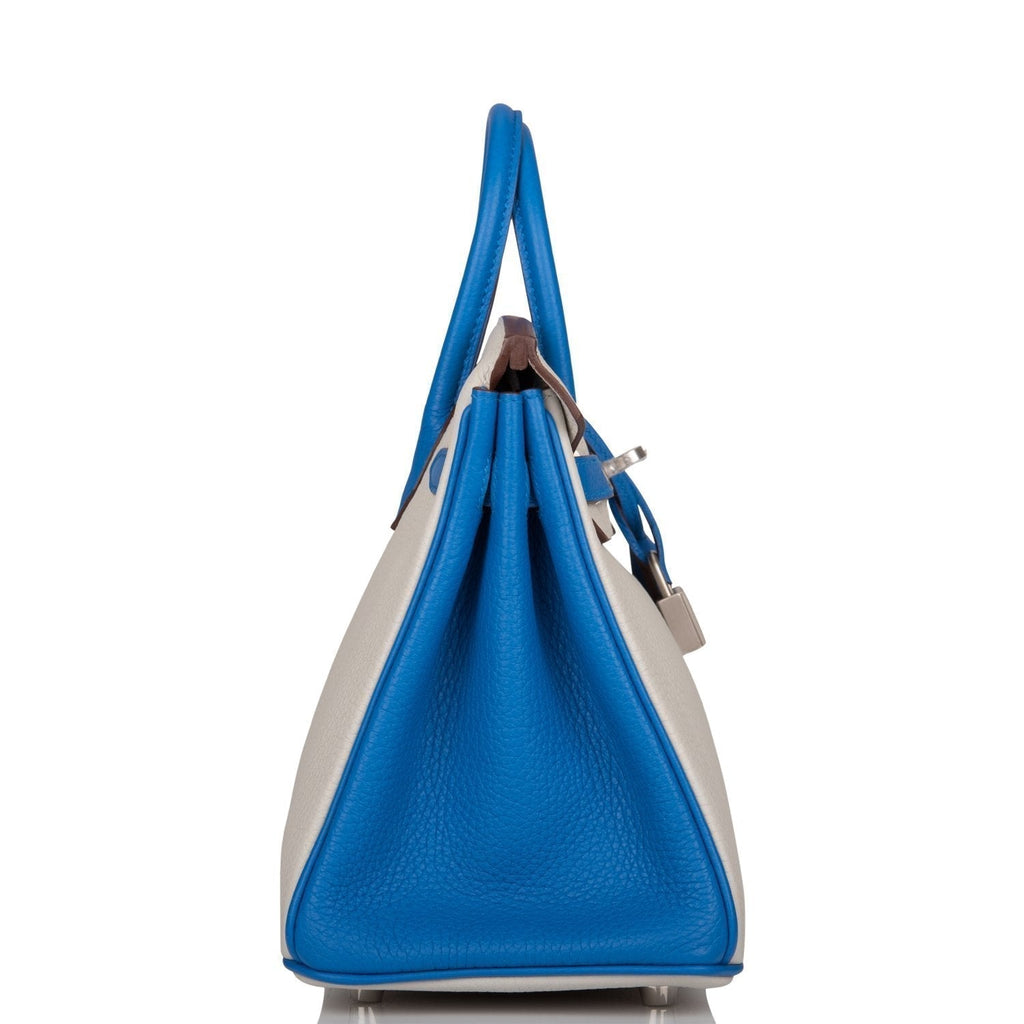 Hermes Birkin 25 Gris Mouette and Mykonos Clemence Brushed Palladium Hardware - Exclusu