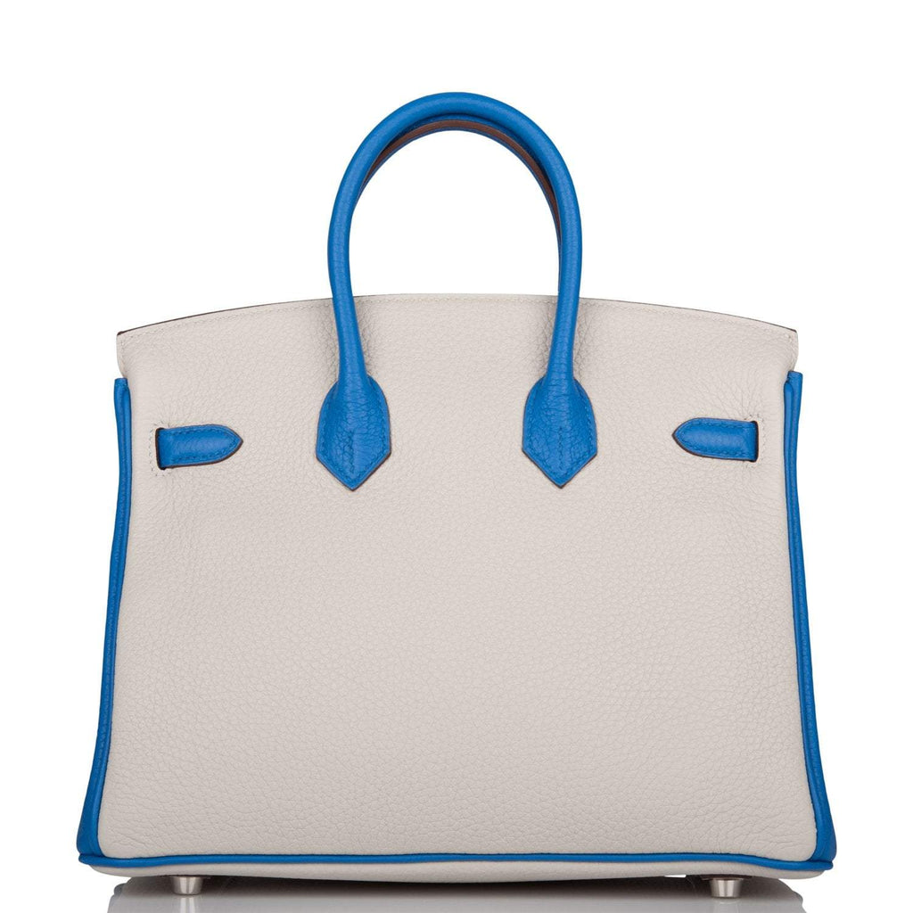 Hermes Birkin 25 Gris Mouette and Mykonos Clemence Brushed Palladium Hardware - Exclusu