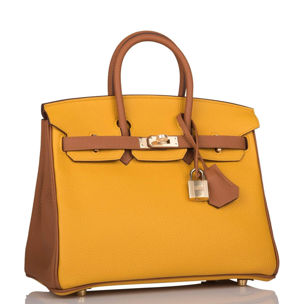 Hermes Birkin 25 Jaune Ambre and Gold Togo Permabrass Hardware - Exclusu