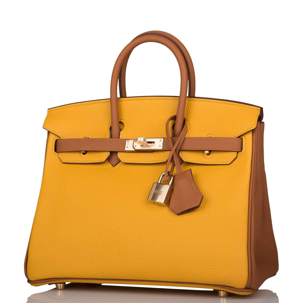 Hermes Birkin 25 Jaune Ambre and Gold Togo Permabrass Hardware - Exclusu