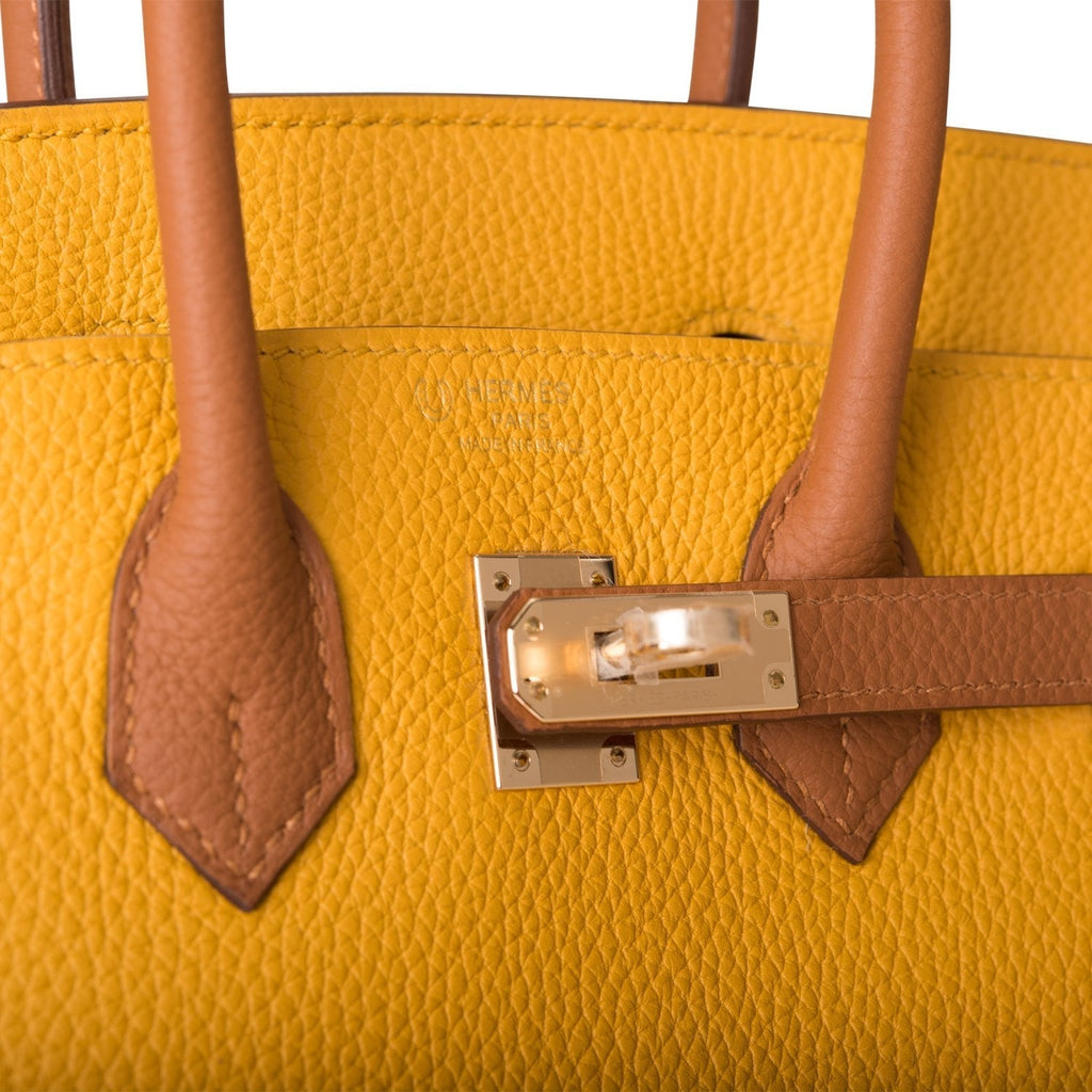Hermes Birkin 25 Jaune Ambre and Gold Togo Permabrass Hardware - Exclusu