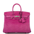 Hermes Birkin 25 Rose Scheherazade Matte Alligator Palladium Hardware - Exclusu