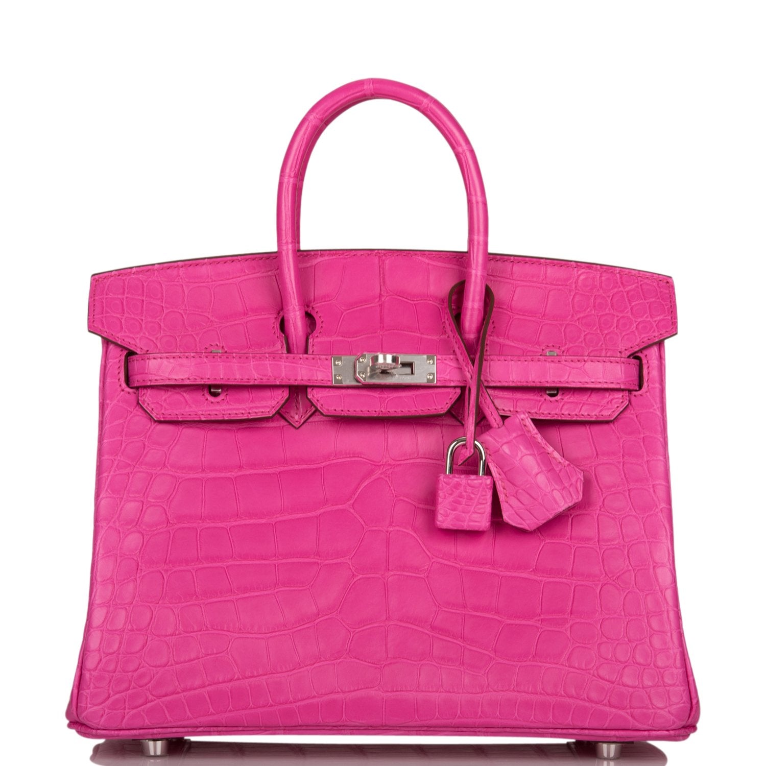 Hermes Birkin 25 Rose Shocking Matte Alligator Palladium Hardware - Exclusu