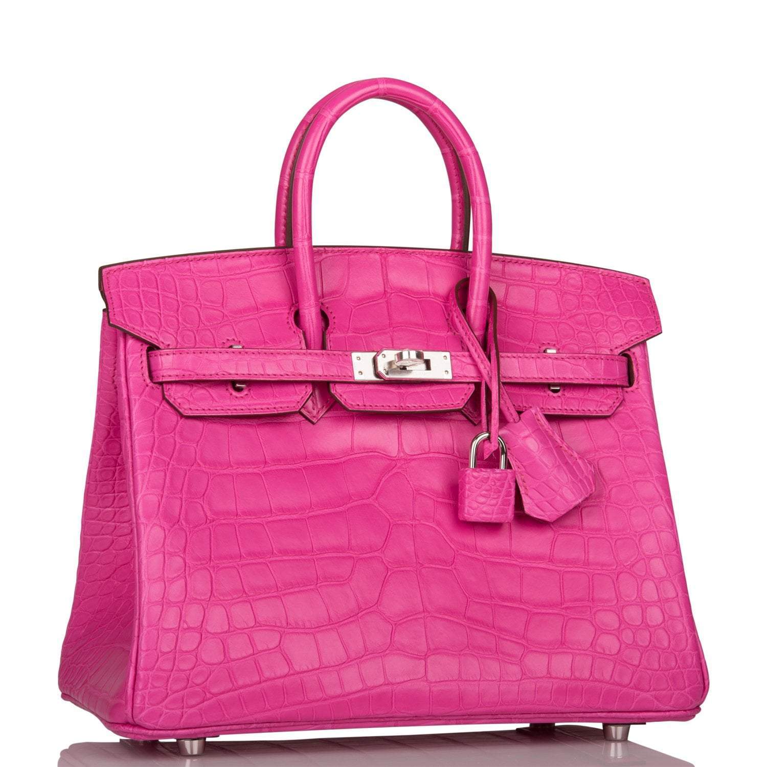 Hermes Birkin 25 Rose Shocking Matte Alligator Palladium Hardware - Exclusu