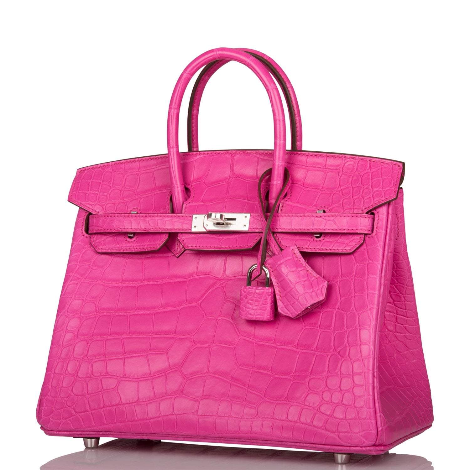 Hermes Birkin 25 Rose Shocking Matte Alligator Palladium Hardware - Exclusu