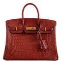 Hermes Birkin 25 Rouge H Verso Orange Alligator Gold Hardware - Exclusu