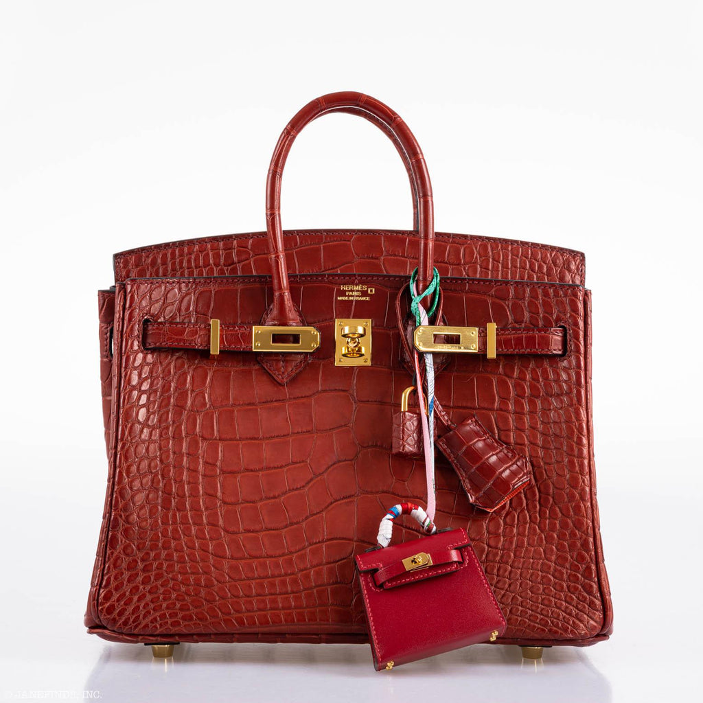 Hermes Birkin 25 Rouge H Verso Orange Alligator Gold Hardware - Exclusu